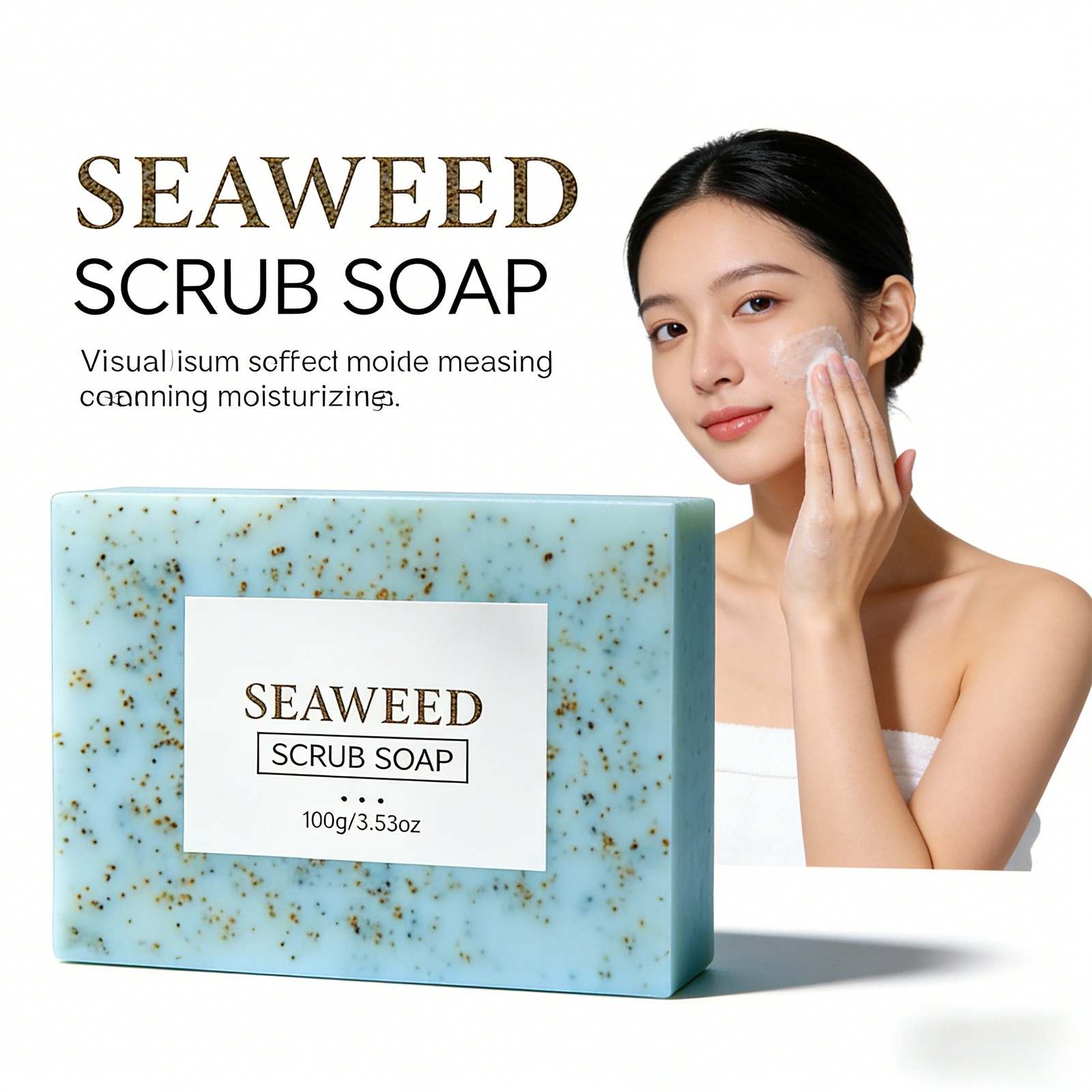 100g Seaweed Scrub Soap Deep Cleansing Handmade Soap Oil Control Bath Soap