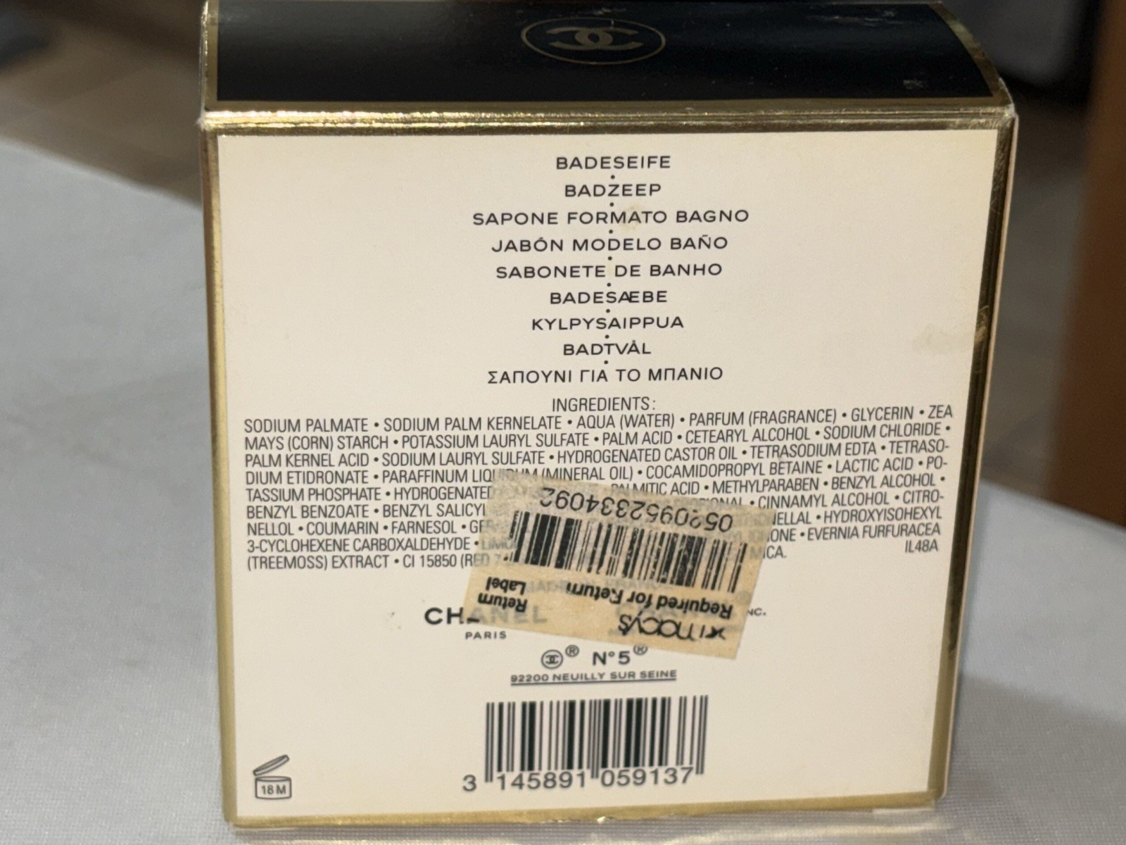 Vintage CHANEL No. 5 Perfumed Bath Square Bar Soap 5.3 oz Sealed Bar New