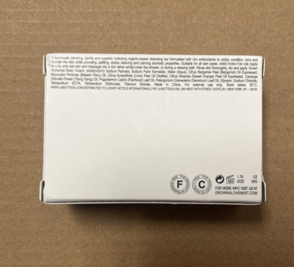 Grown Alchemist Body Cleansing Bar Geranium Leaf Bergamont Patchouli 1.76oz Mini