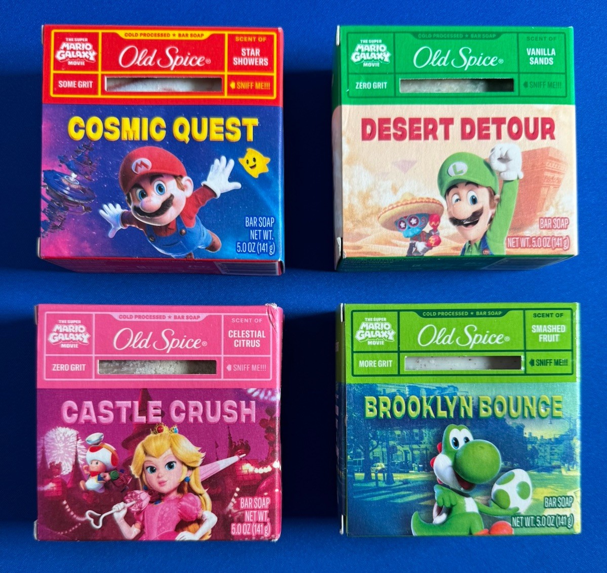 NEW All 4 Old Spice Super Mario Galaxy 5oz Soap Bars Mario, Luigi, Peach & Yoshi