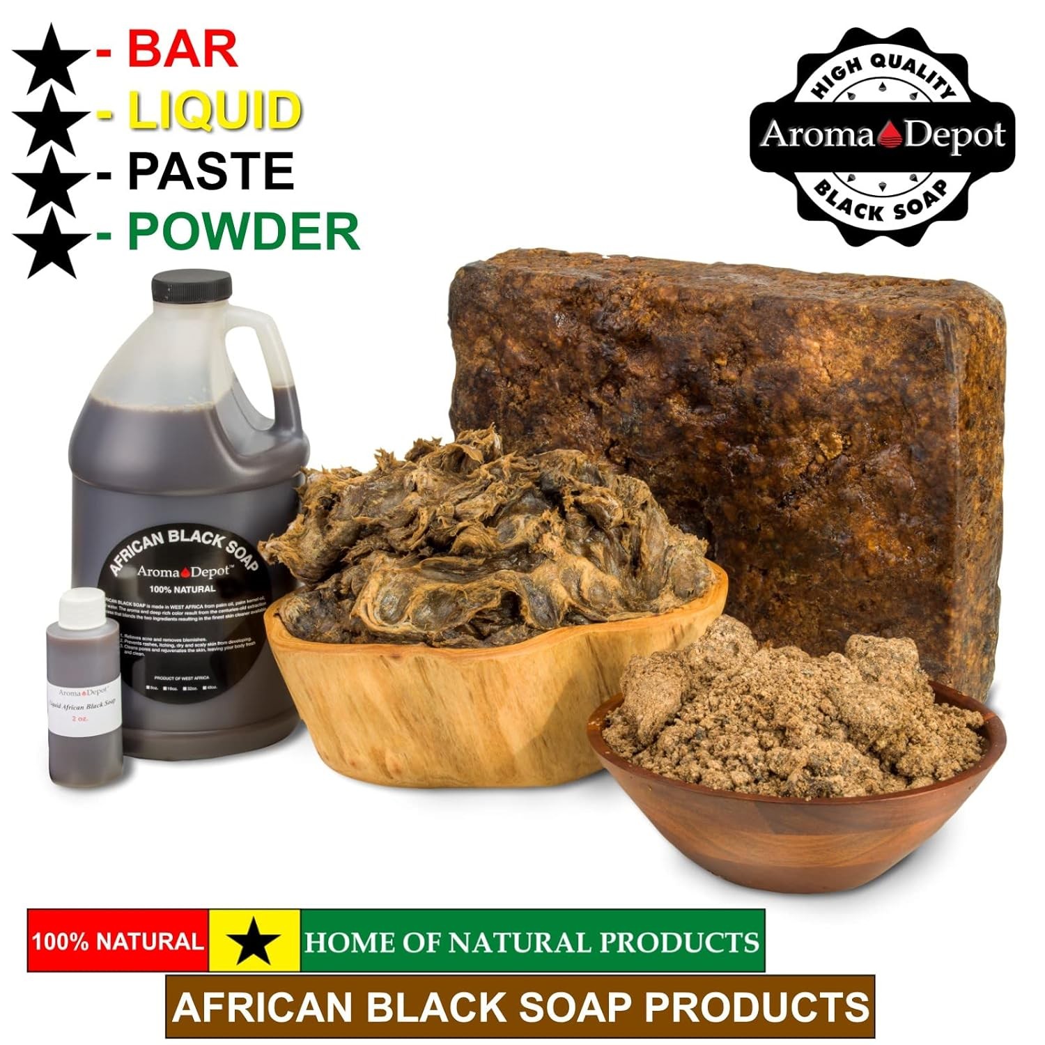 Raw African Black Soap 8Oz 100% Raw Natural Soap for Acne, Eczema, Psoriasis, Sc