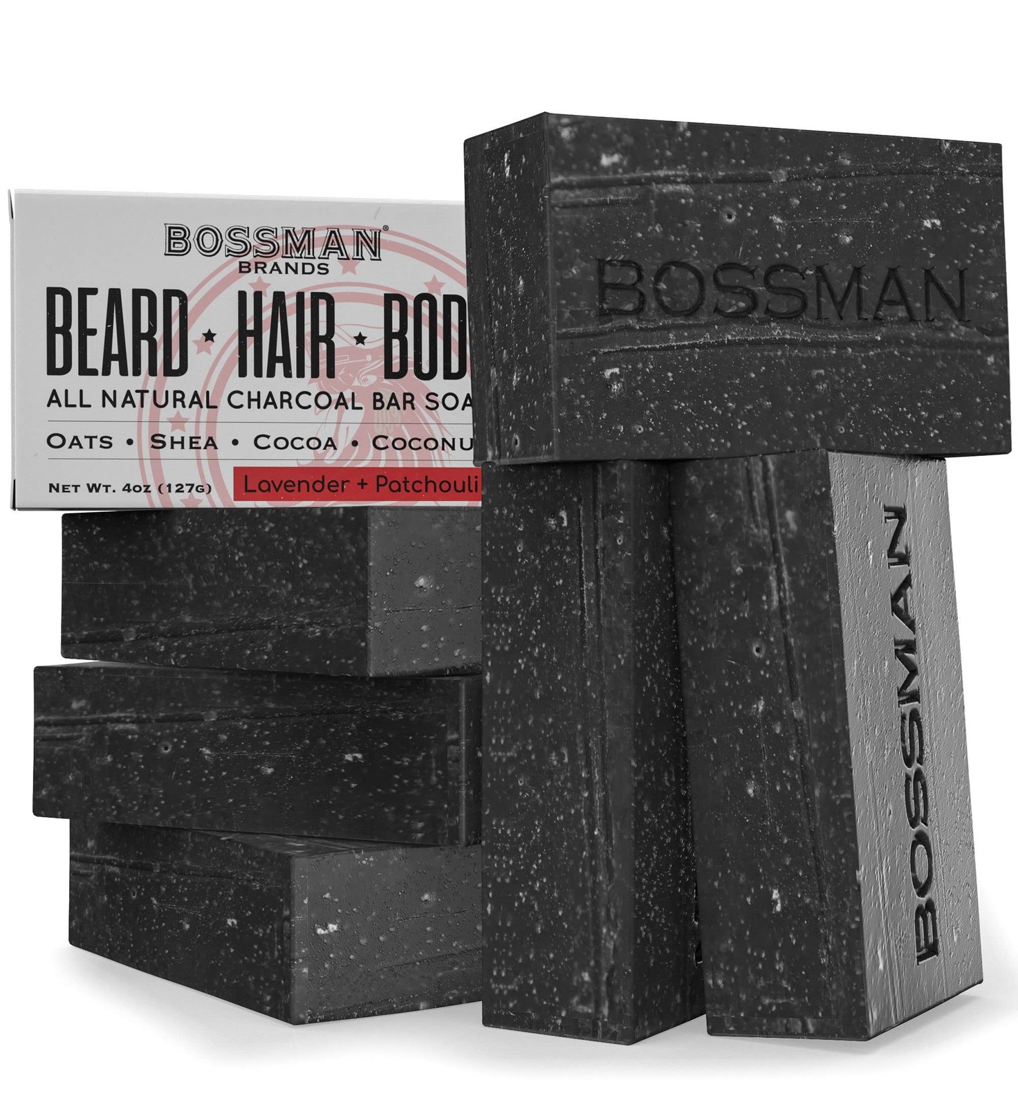 Bossman 6-Pack Bar Soap – All Natural Beard Wash Shampoo & Body Wash