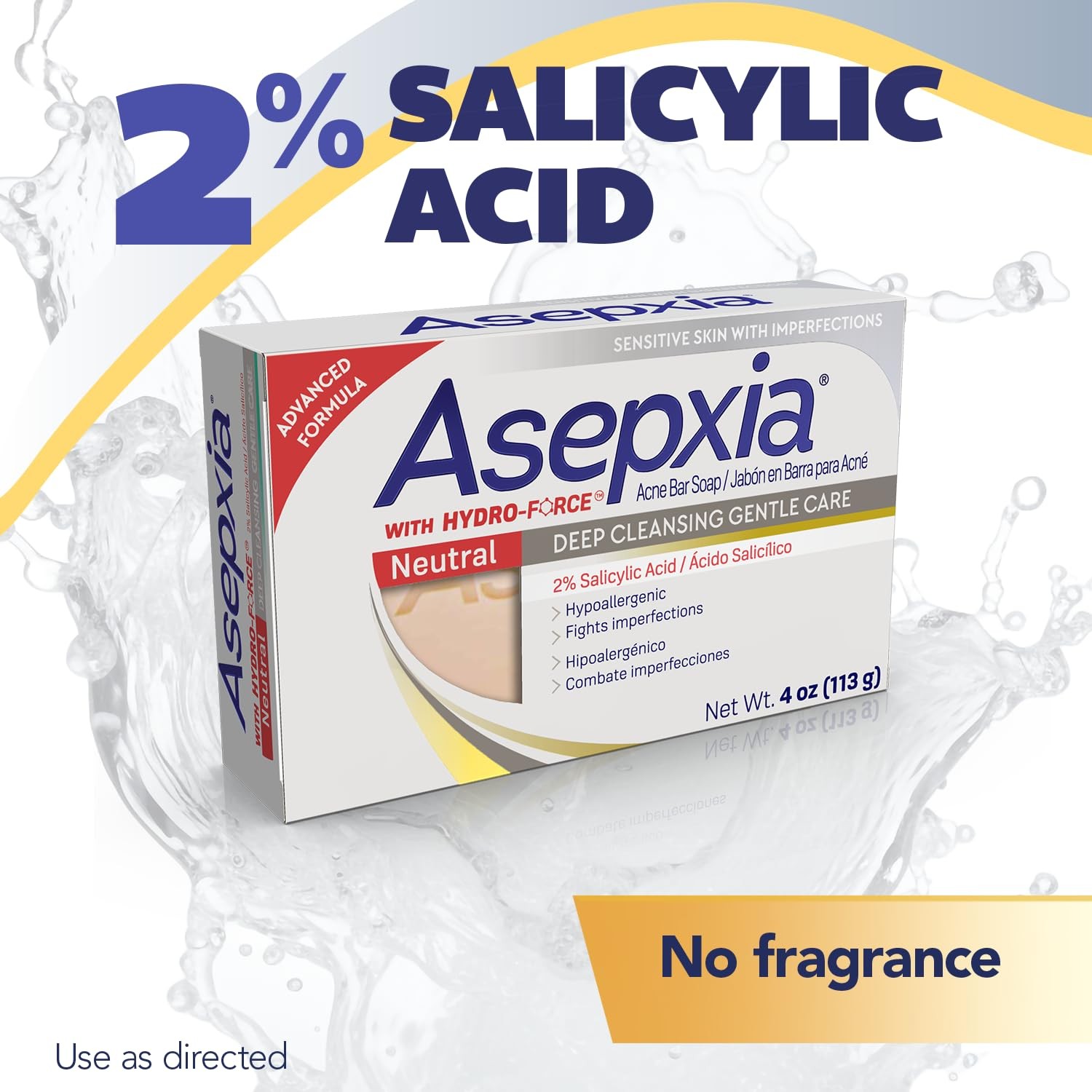 Asepxia Acne Treatment Neutral Hypoallergenic Bar Soap | 4 Ounce (Pack of 2)