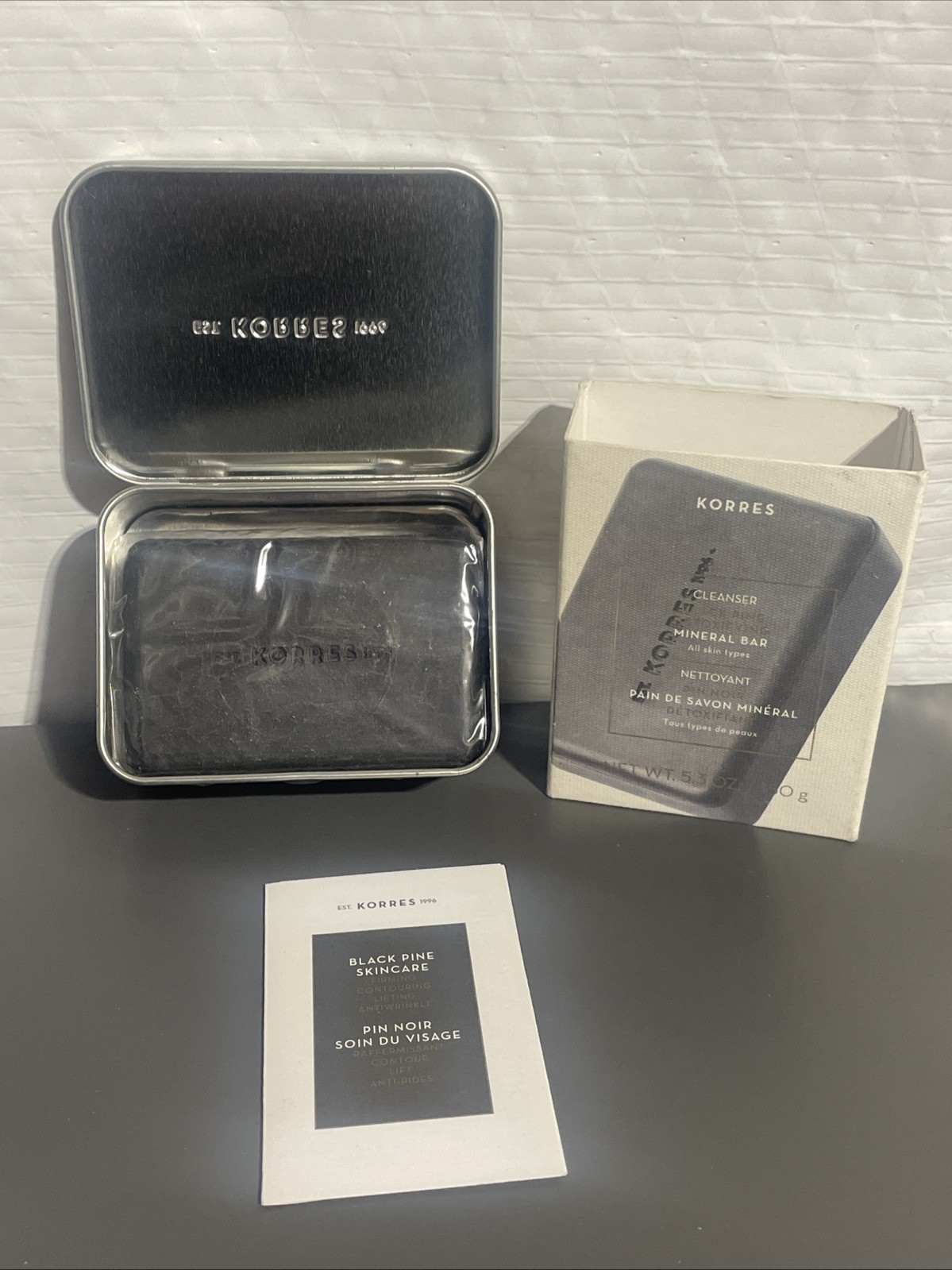 KORRES Black Pine Detoxifying Mineral Bar 5.3 oz 150 g BNIB NEW IN BOX