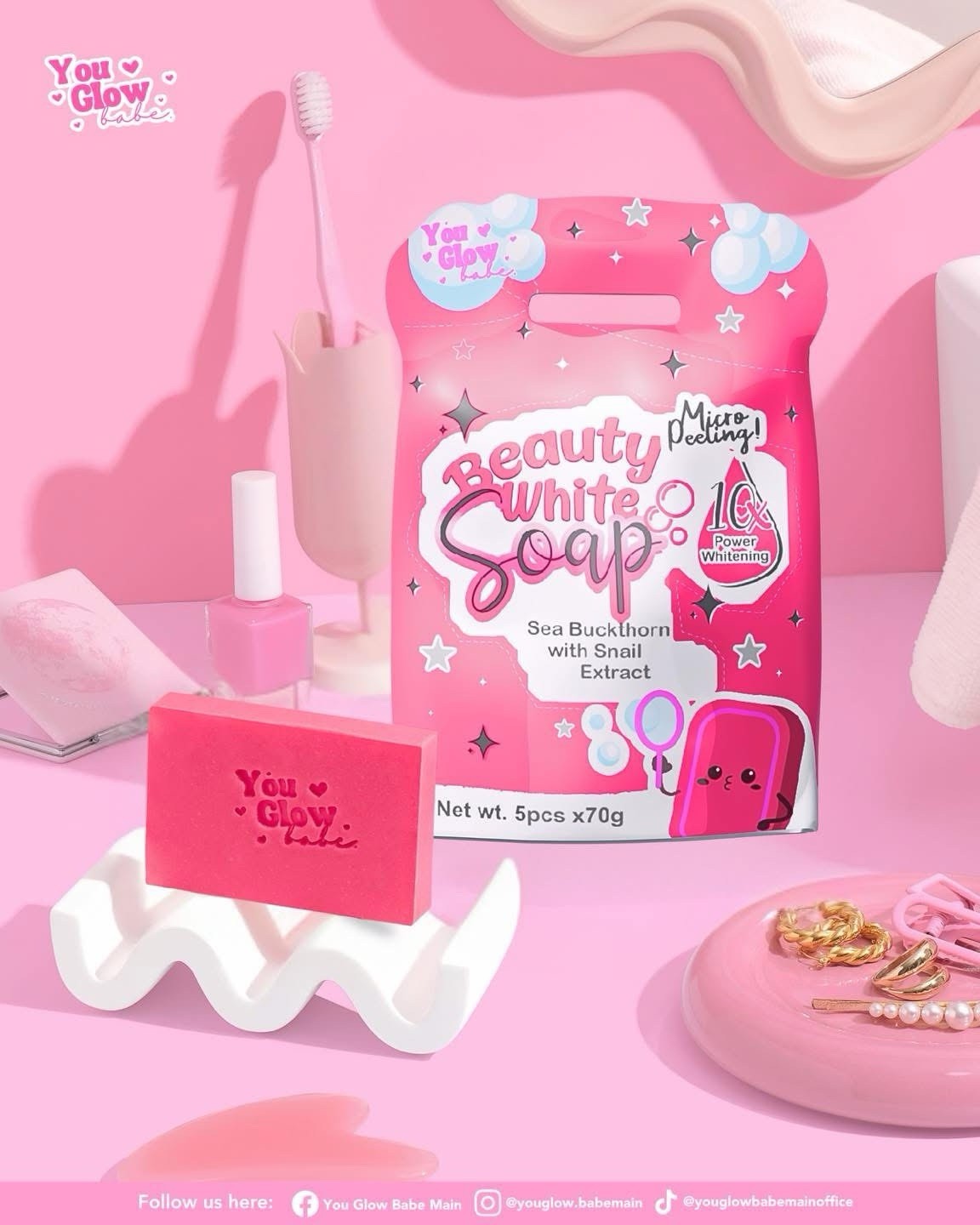 Beauty White Soap by You Glow Babe, 5 Bars x 70g