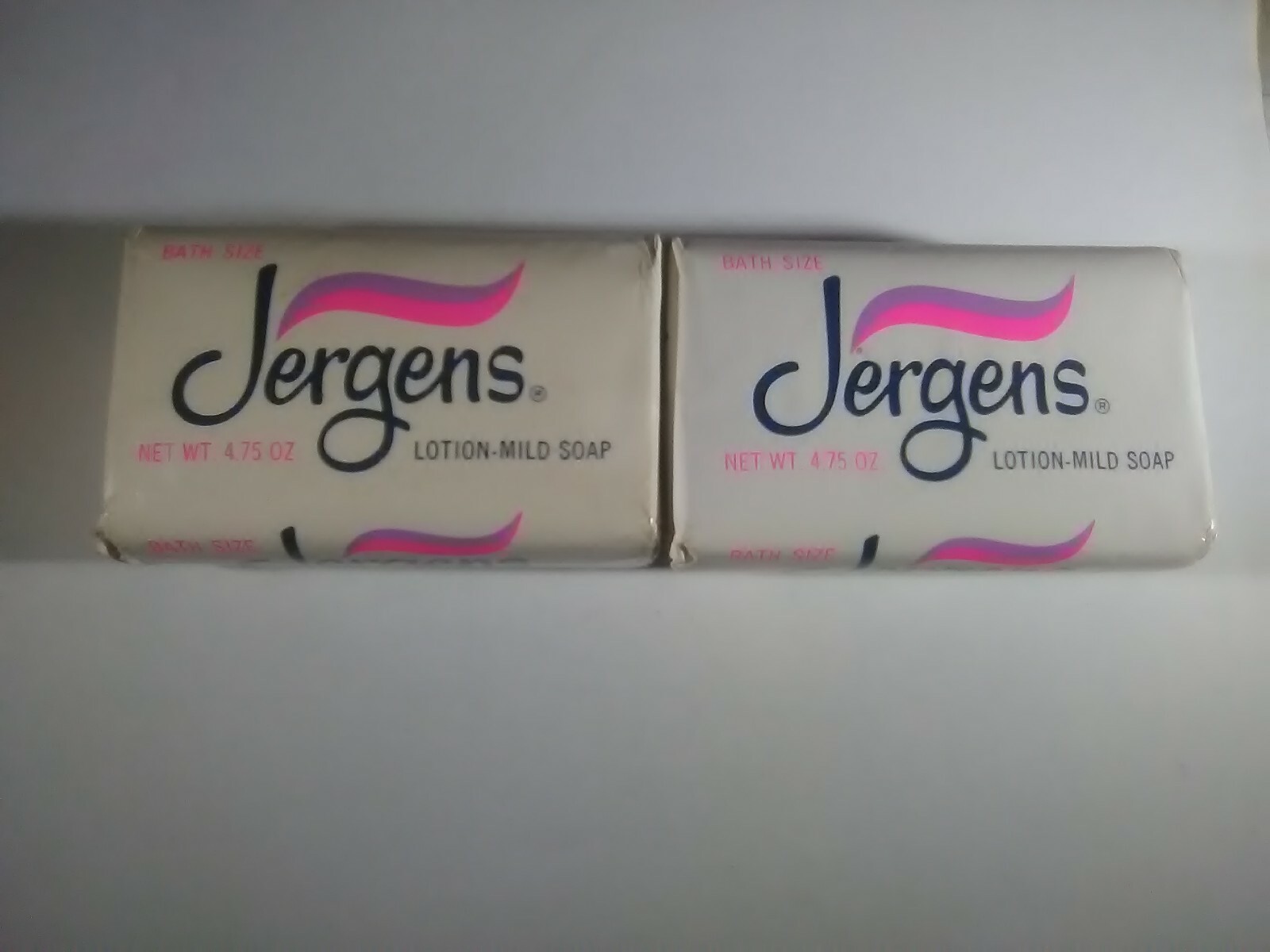 2 Vintage 1960- 70s Jergens Lotion Mild Soap Bar sealed Bath Size Old Logo 4.75