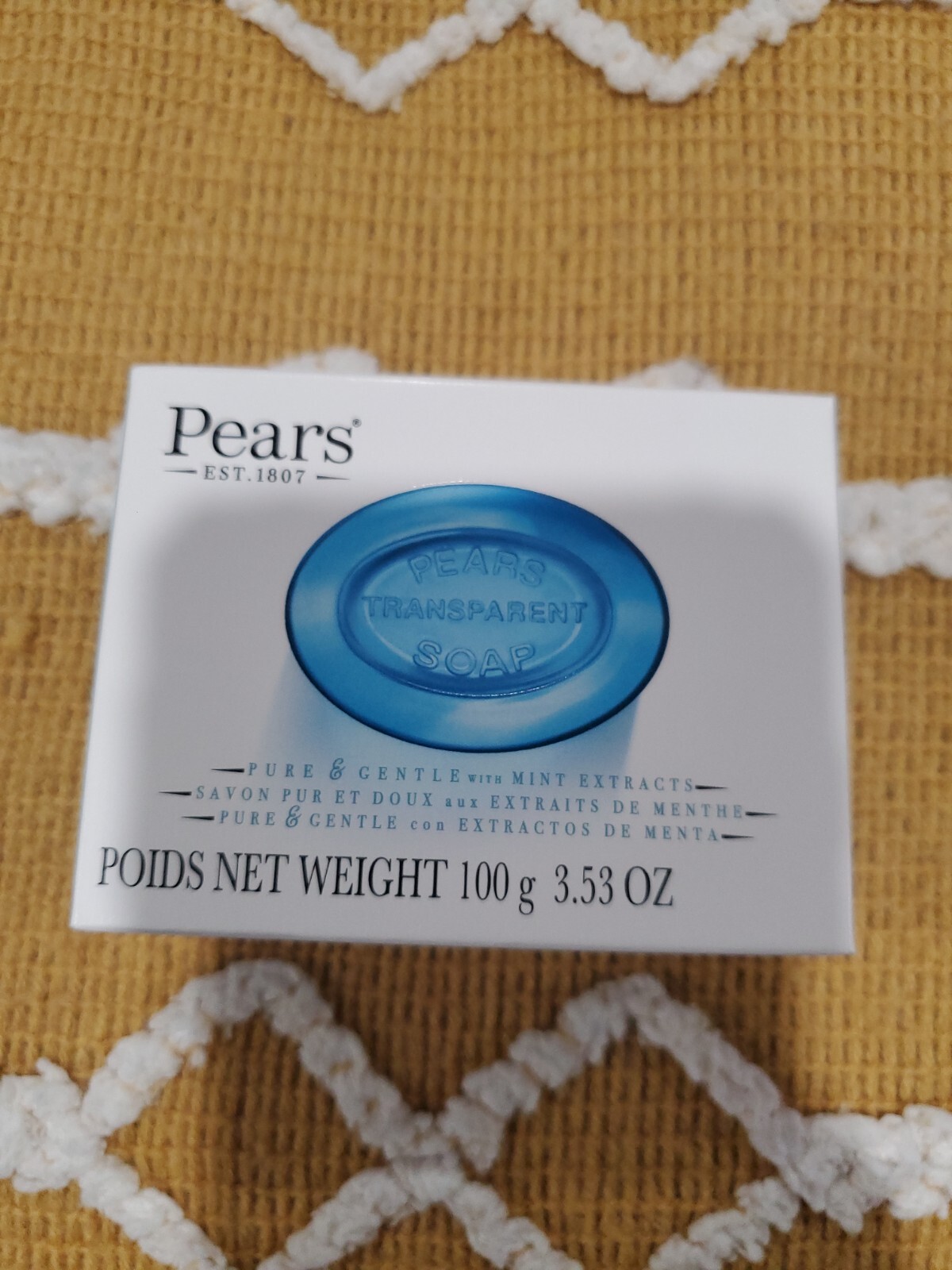 Pears Transparent Soap, Pure & Gentle with Mint Extract, 3.53 oz (100g) NEW