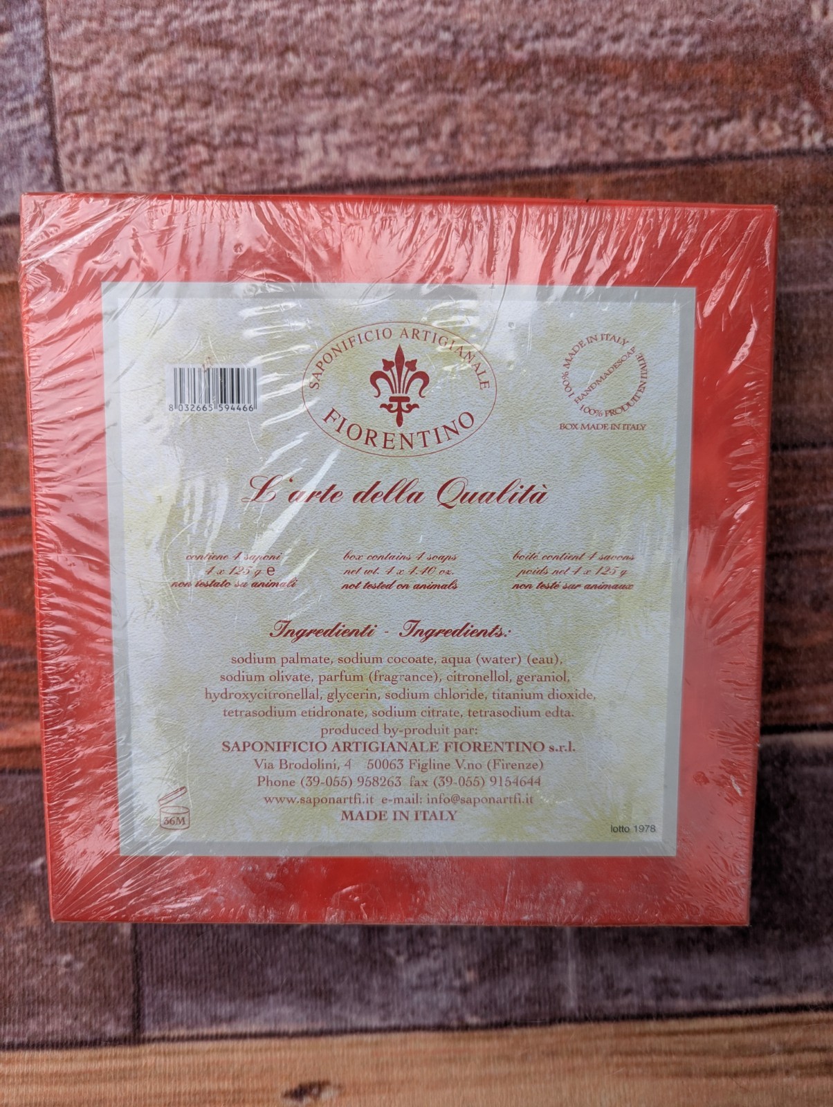 Saponificio Artigianale Fiorentino Handmade Soap From Italy Madonna 4 X 4.40 oz
