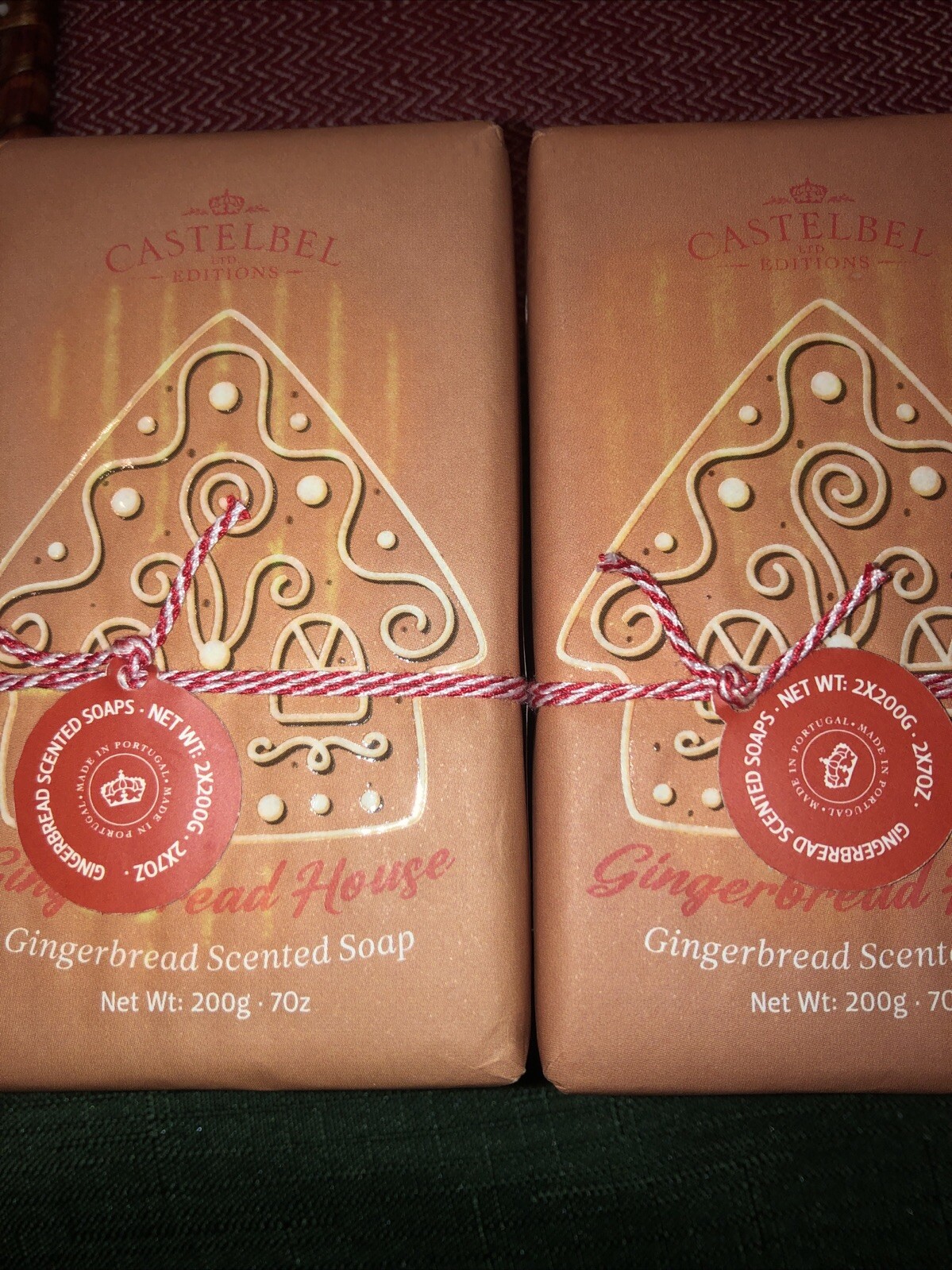 2x Castelbel 2 Pack Scented Bar Soap 7oz Gingerbread Christmas Holiday Wrap