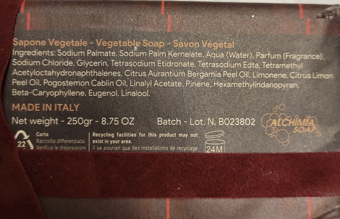 2x Alchimia Pine & Bourbon Scented Men’s Bar 8.75oz Vegetable Soap Italy Holiday