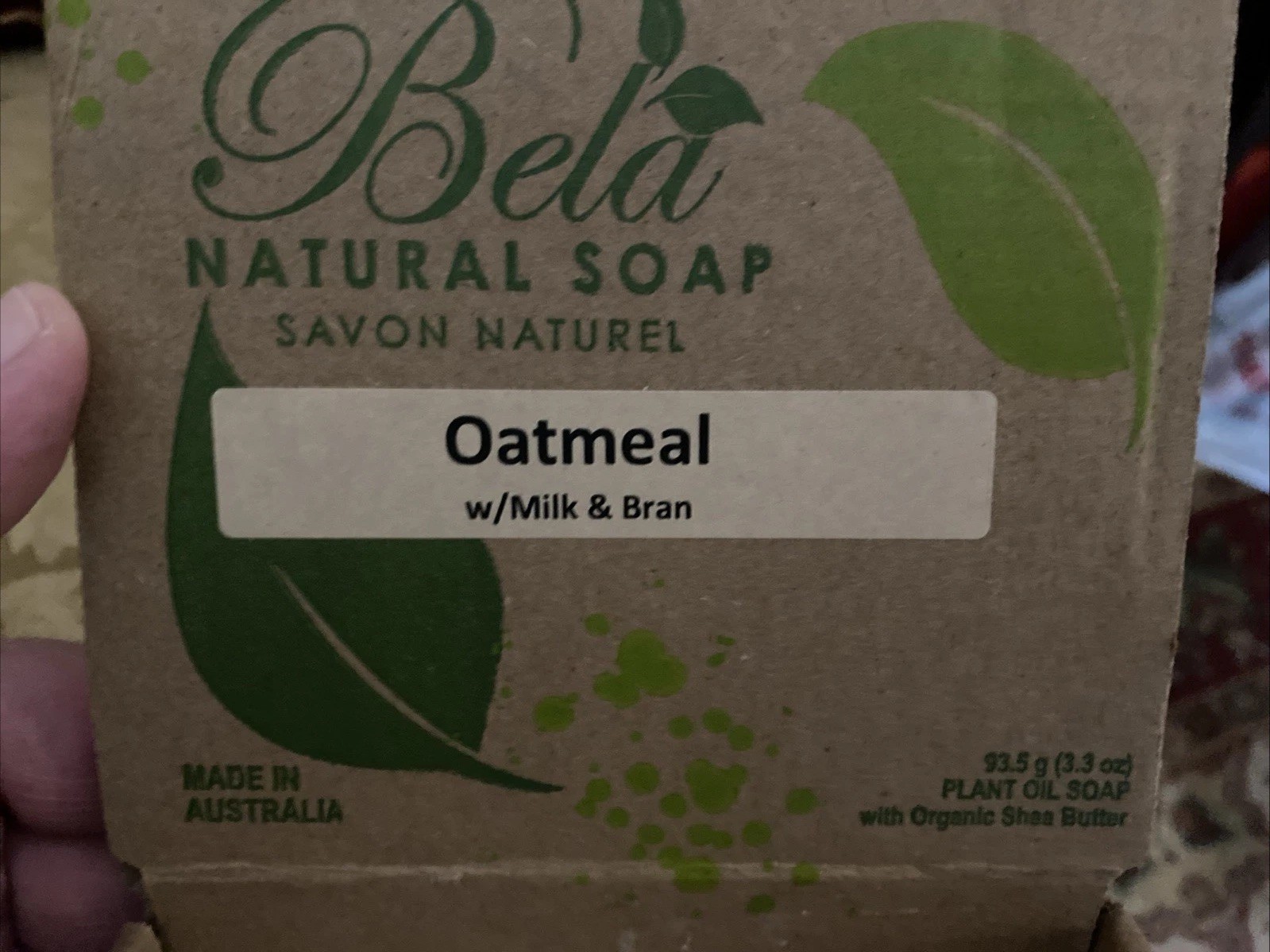 Bela Australia Organic Plant-Based Oatmeal Soap Triple Milled Fragrant Luxe Bar