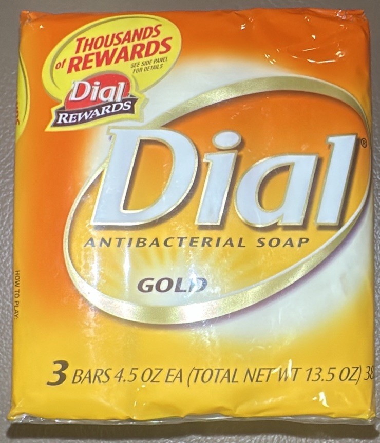 Dial Antibacterial Soap (Gold) 3-Pack Bars 4.5 oz Each Net Wt 13.5 oz-New/Sealed
