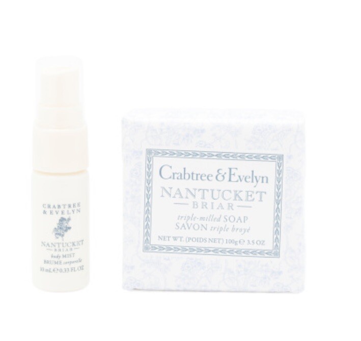 Crabtree & Evelyn Nantucket Briar Body Mist .33 fl oz & Bar Soap 3.5 oz. 2 Pack