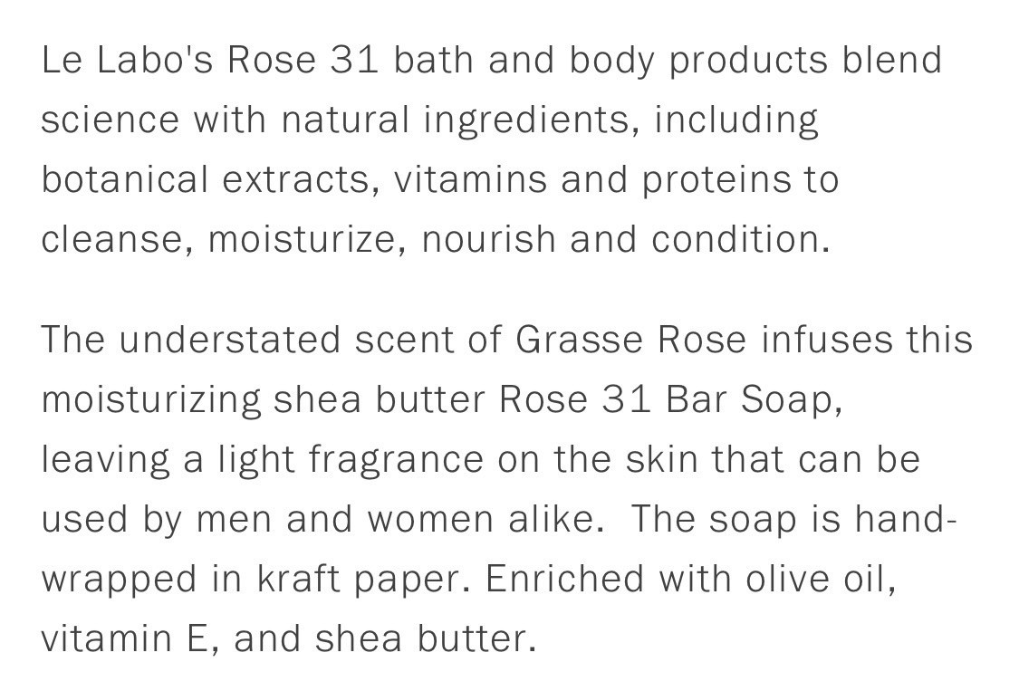 Le Labo Scented Body Bar Soap- ROSE 31 – Lot 2 pcs – 90g/3.2oz each – New