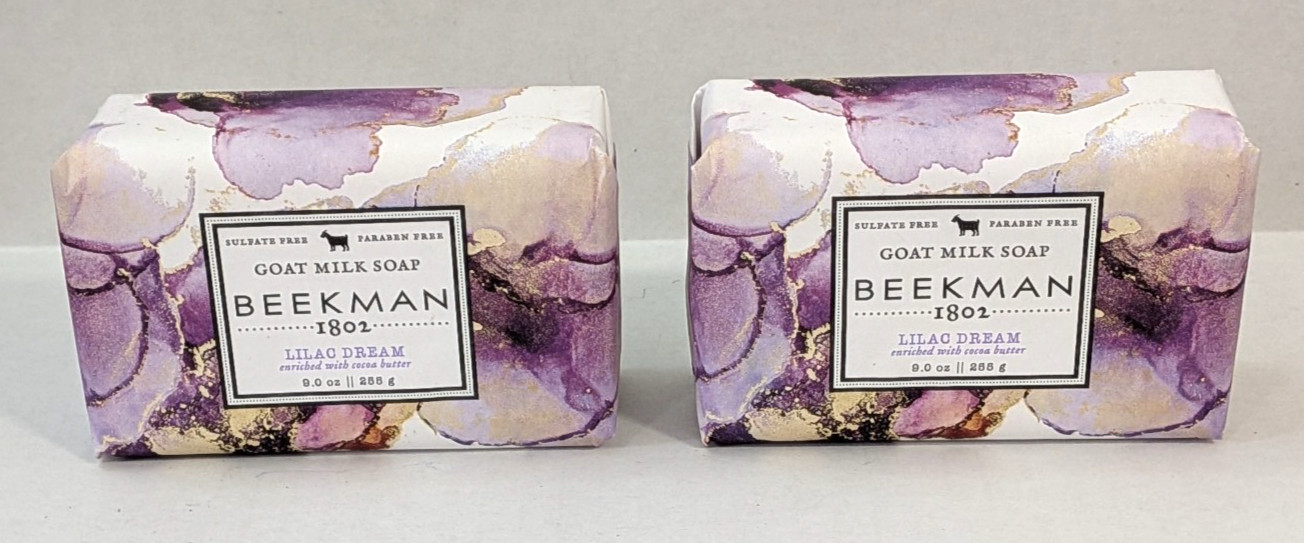 Beekman 1802 LILAC DREAM Goat Milk Bar Soap 9 oz. Full Size – Lot Of 2