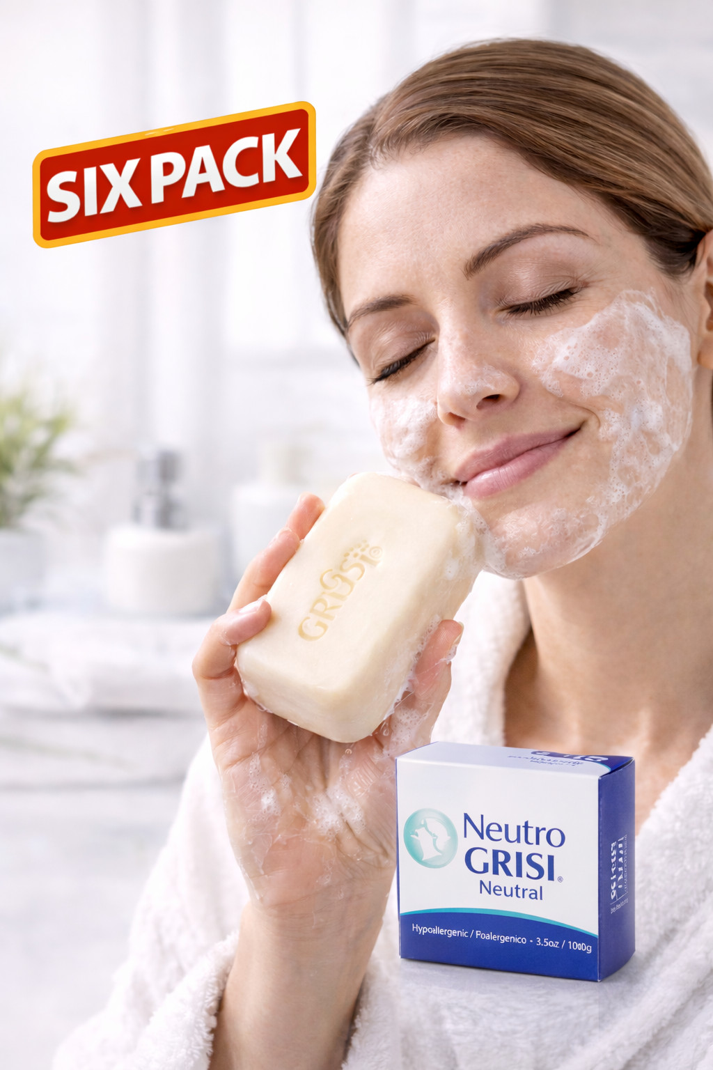 Neutro Grisi Soap 6 Pack Hypoallergenic Sensitive Skin Fragrance Free Bar