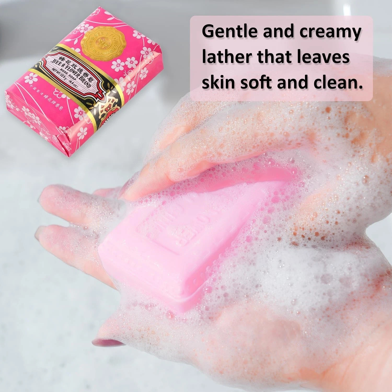 Bee & Flower Soap Rose 4.4 oz Each (Pack of 4)
