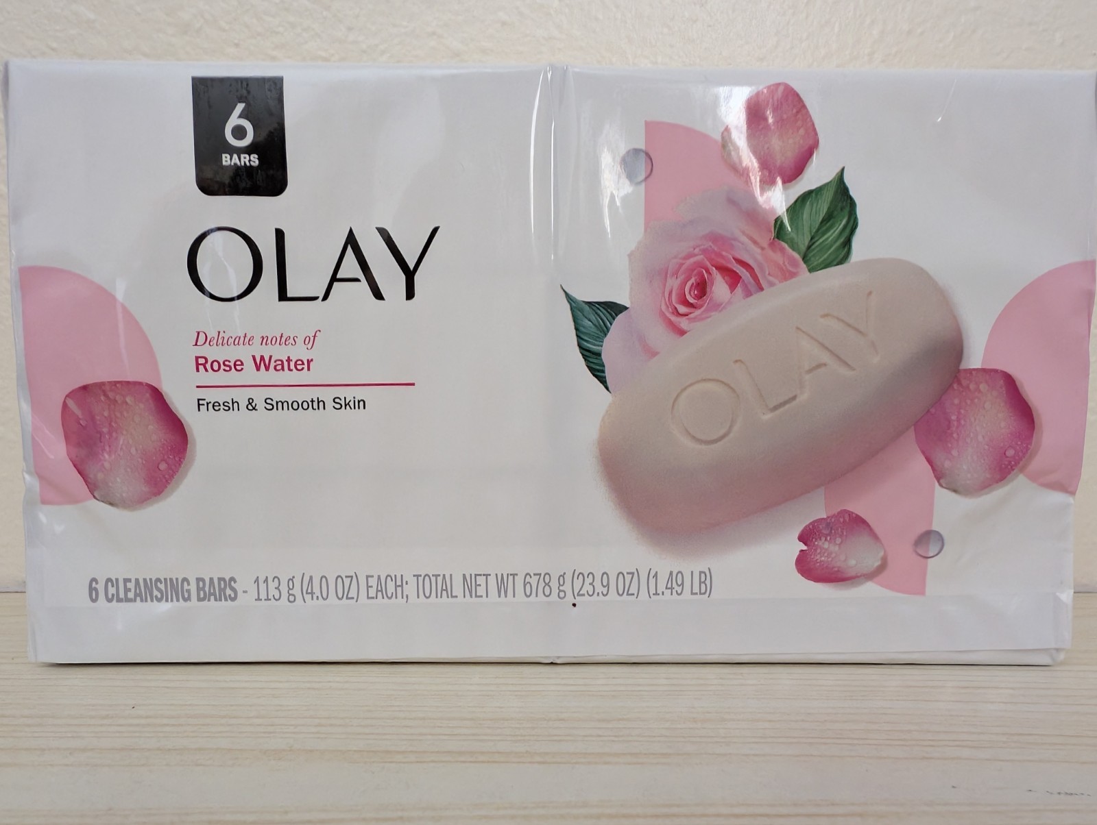 Olay Delicate Notes of Rose Water Fresh & Smooth Cleansing Soap 6 Bars 4 oz each