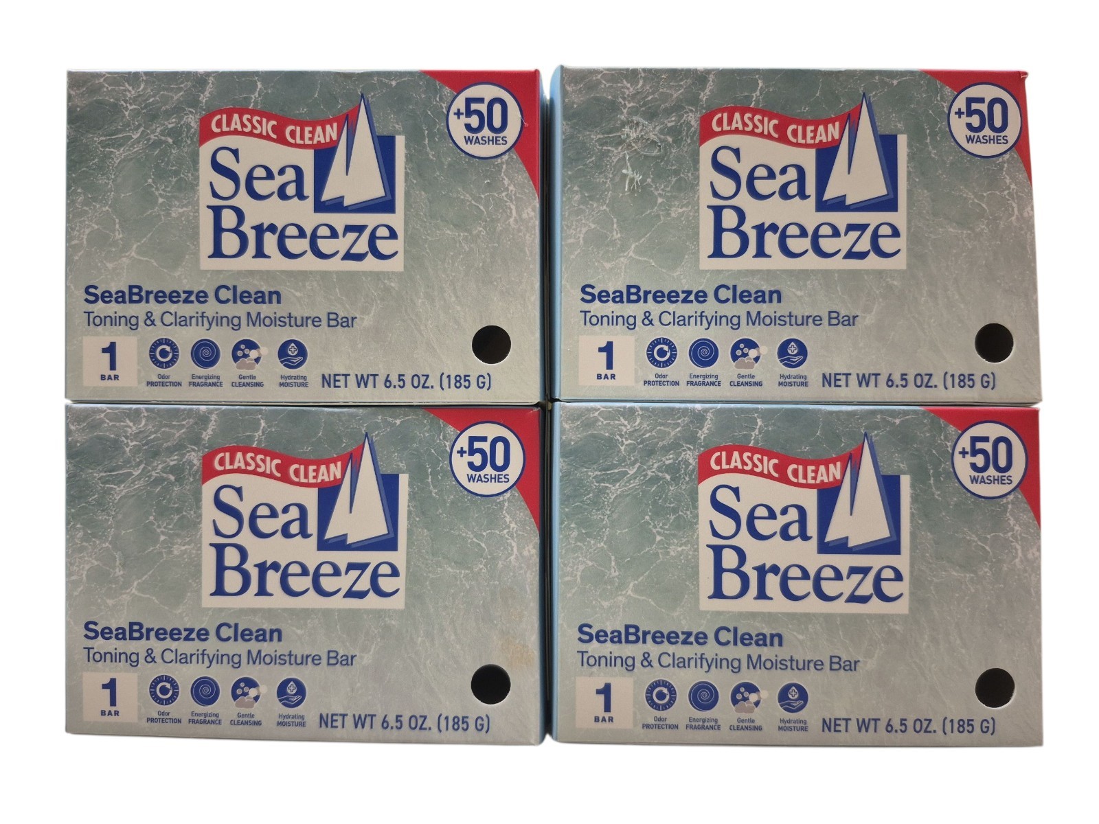 Sea Breeze Classic Clean Toning Clarifying Moisture Bar 6.5 oz each Lot Of 4 New