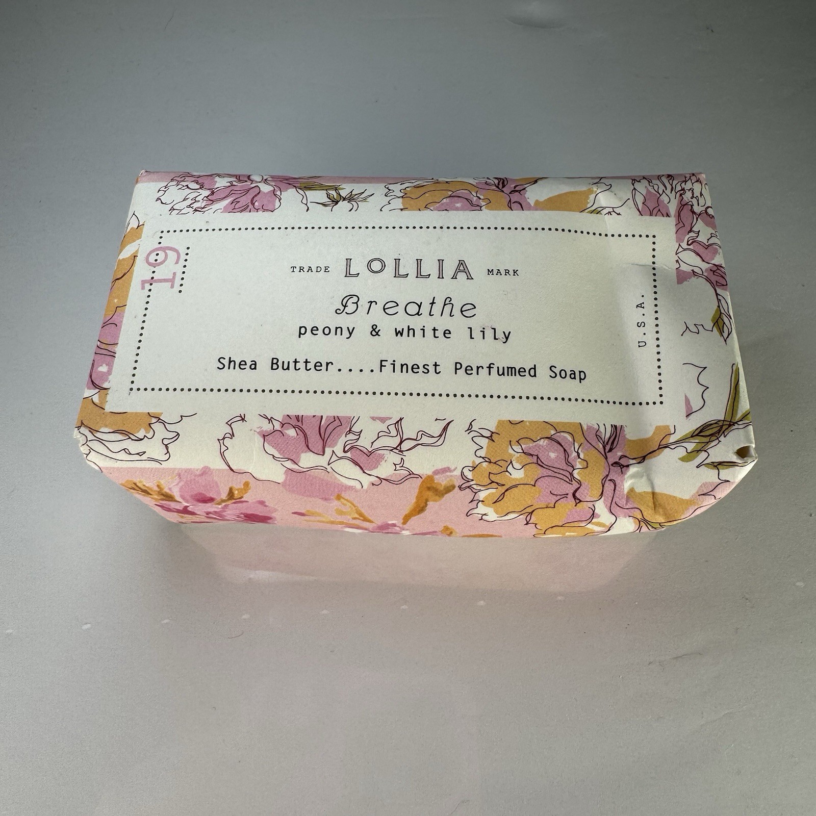LOLLIA Breathe Peony & White Lily Shea Butter Finest Perfumed Soap 5 oz Made USA