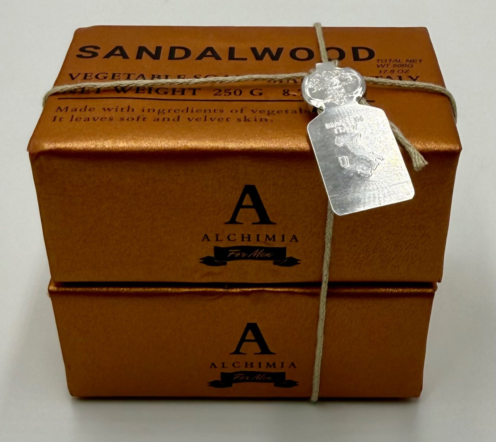 ALCHIMIA – Sandalwood Vegetable Soap 2 Bars 250gr – 8.75 oz. Italy