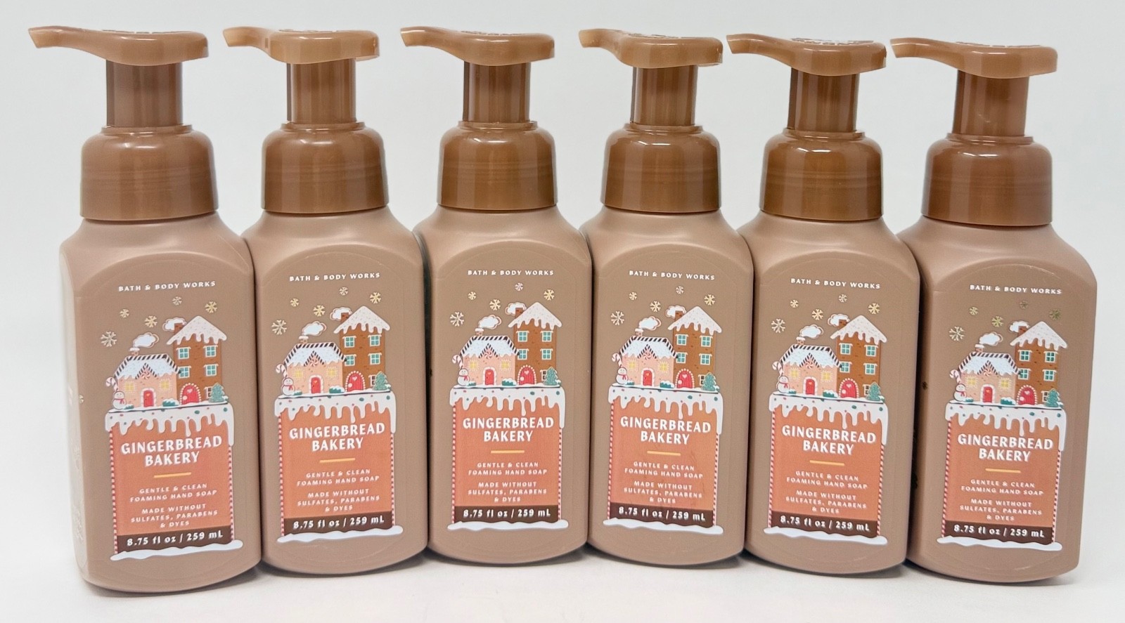 6 BATH & BODY WORKS GINGERBREAD BAKERY GENTLE CLEAN FOAMING HAND SOAP WASH PUMP