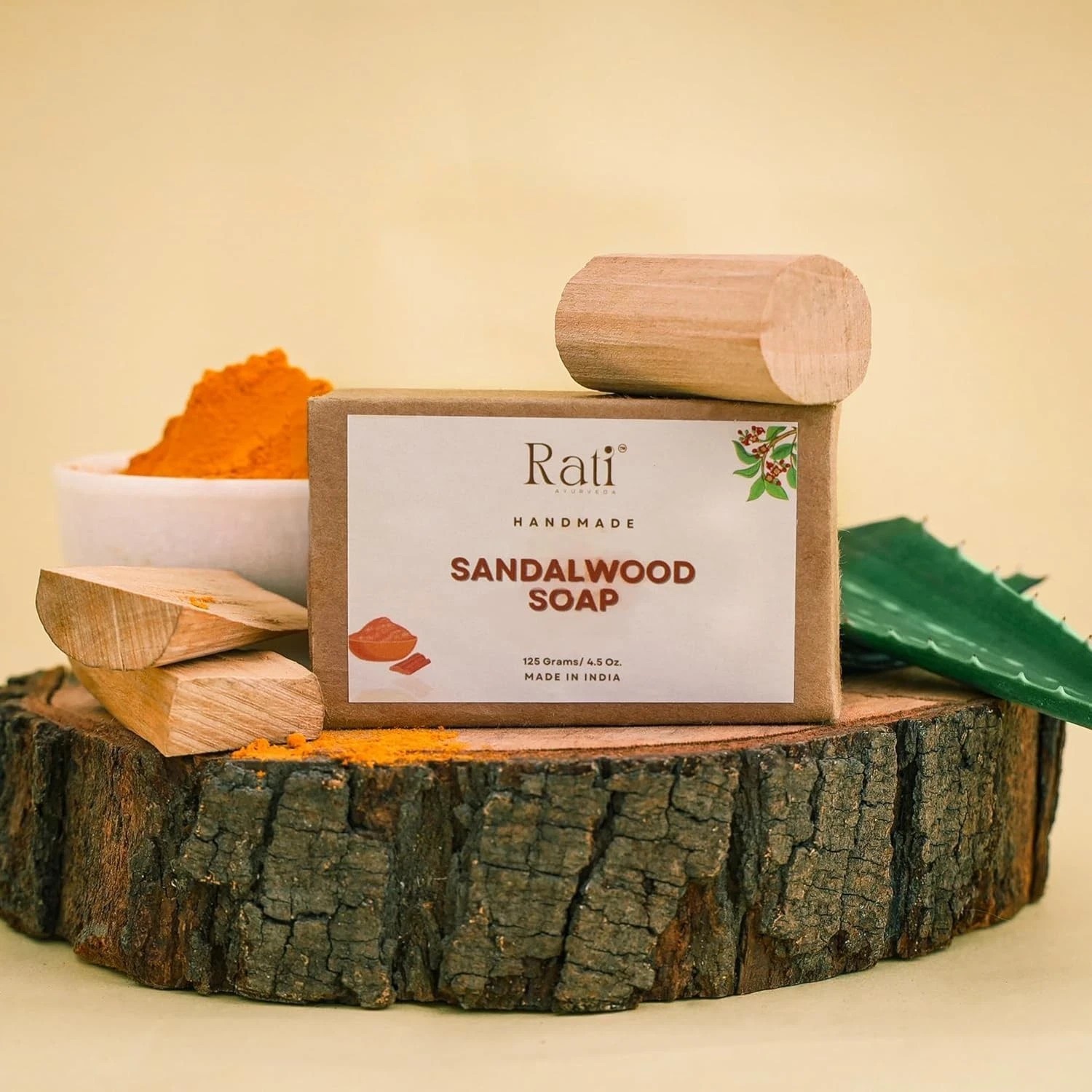 Rati Ayurveda Sandalwood Soap For Soothing And Moisturizing Skin 125gm r108