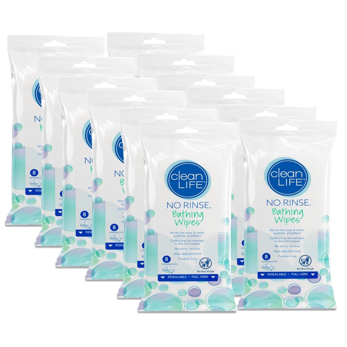 Cleanlife Bathing Wipes (12 Packs of 8) – 96 Disposable Body Wipes | Cleansin…