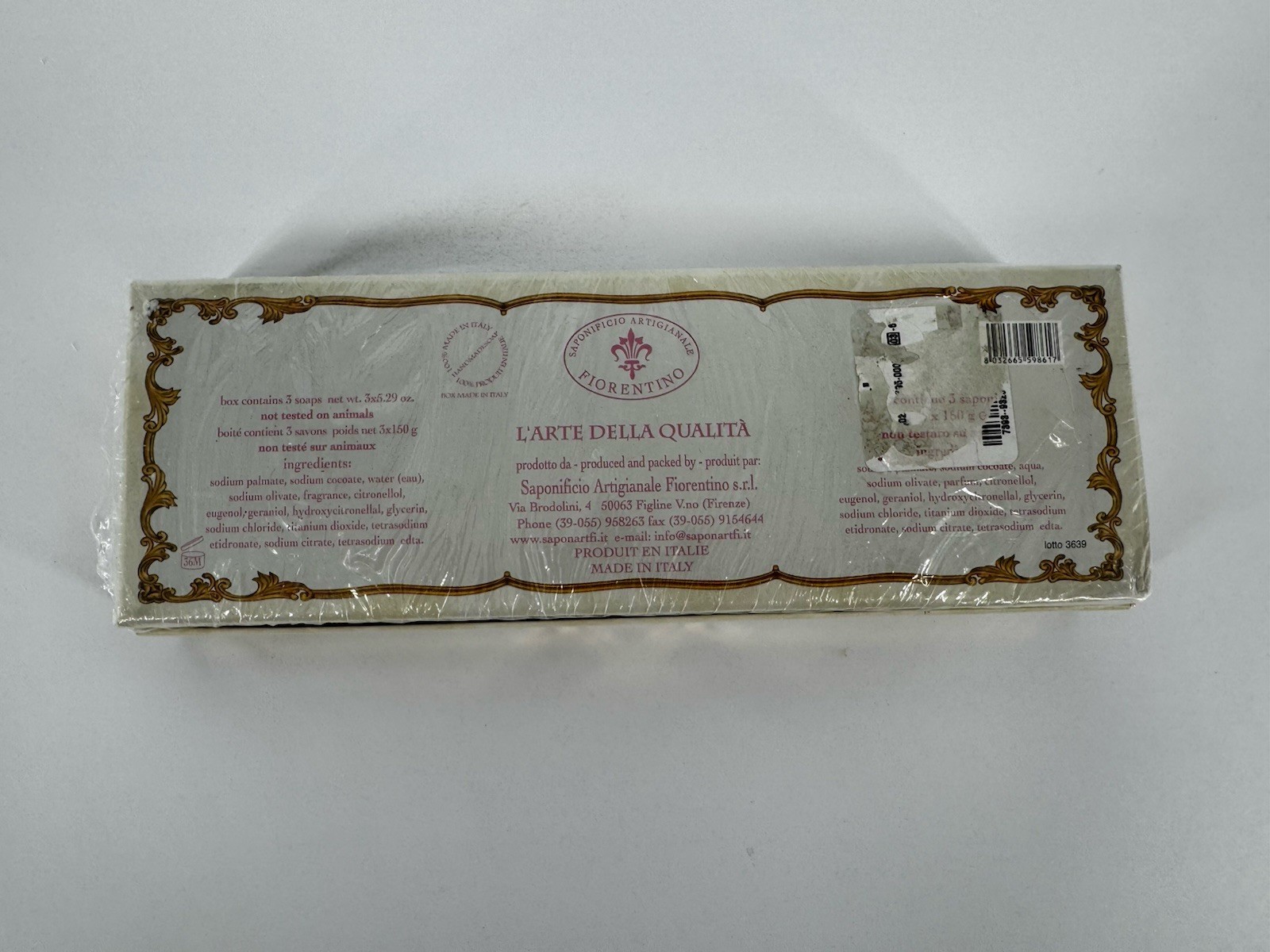 Saponificio ~ Rose Floral Handmade Bar Soap 3 x 5.29oz Italian Italy