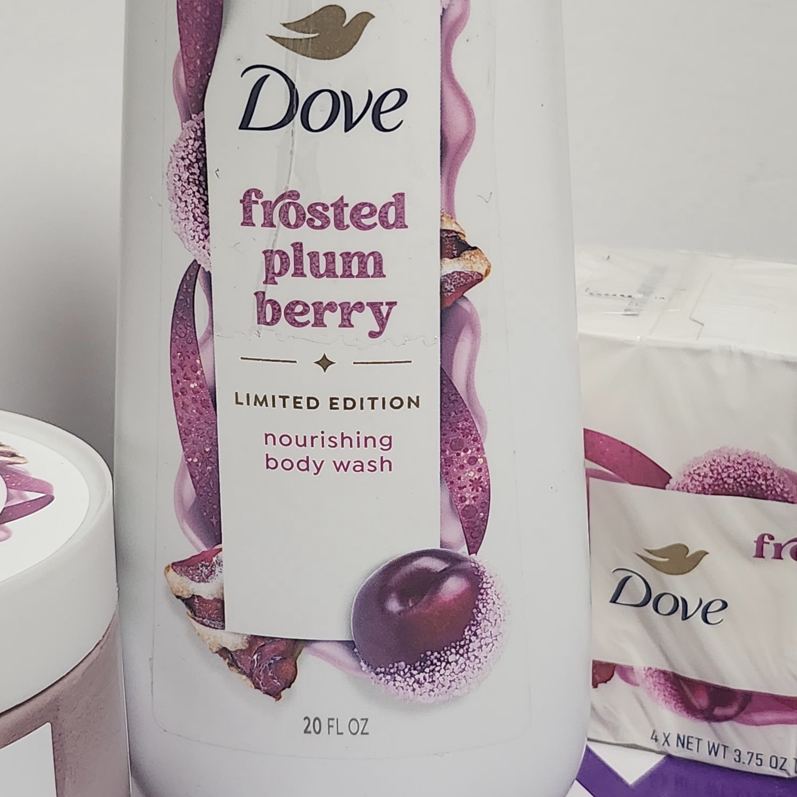 Dove Limited Edition Holiday Treats Frosted Plum Berry Mixed Soaps Scrubs Ect..