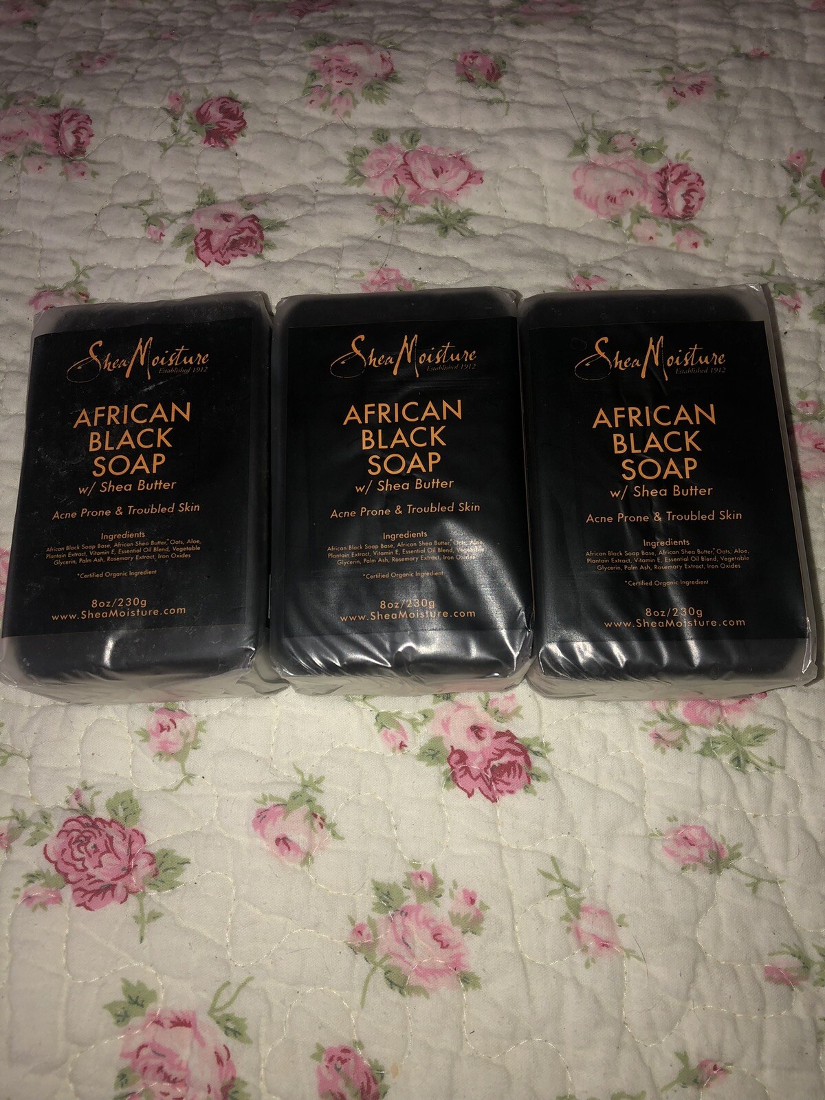 3 Shea Moisture African Black Soap with Shea Butter Free Shipping