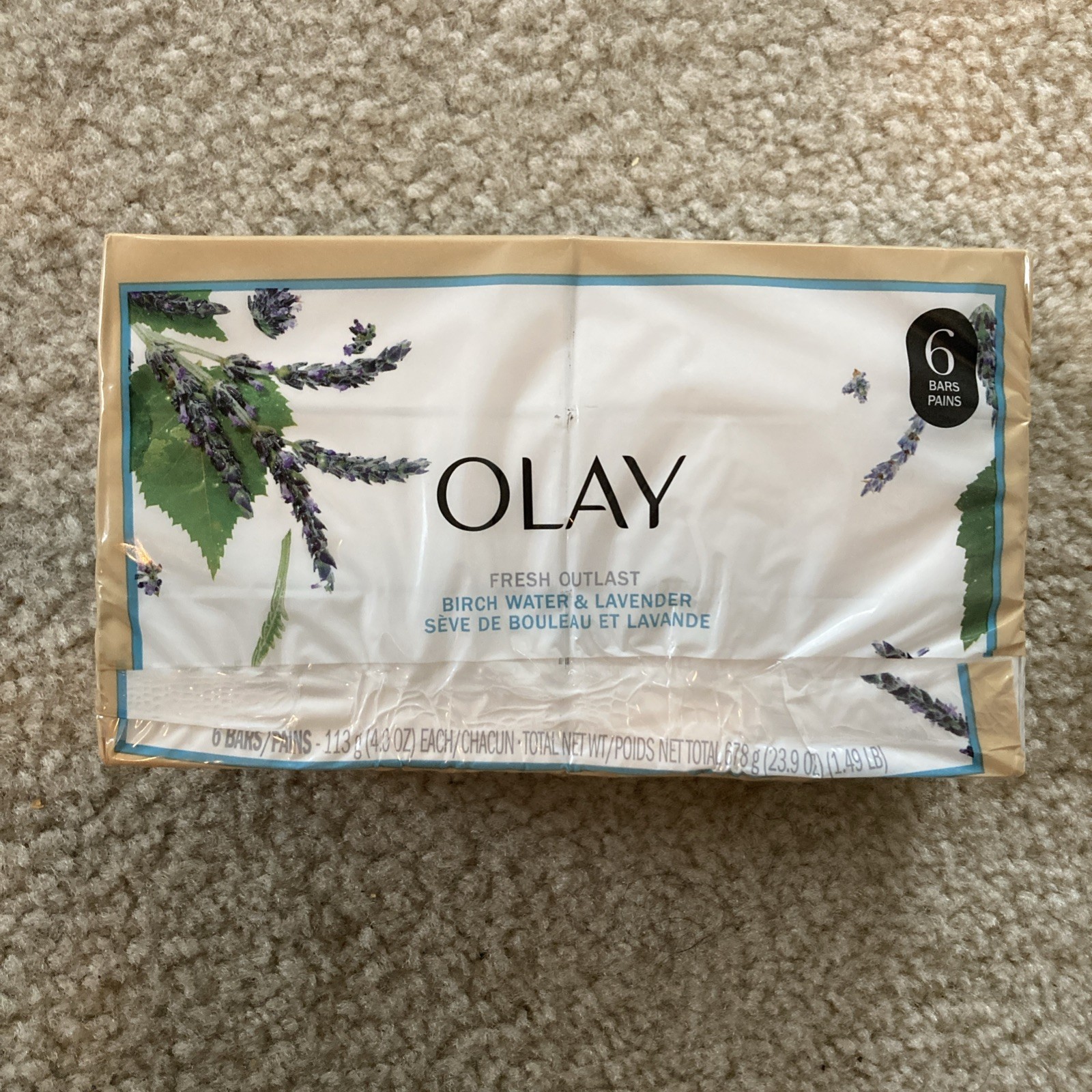 Olay Fresh Outlast Birch Water & Lavender Scent 6 4oz Bars