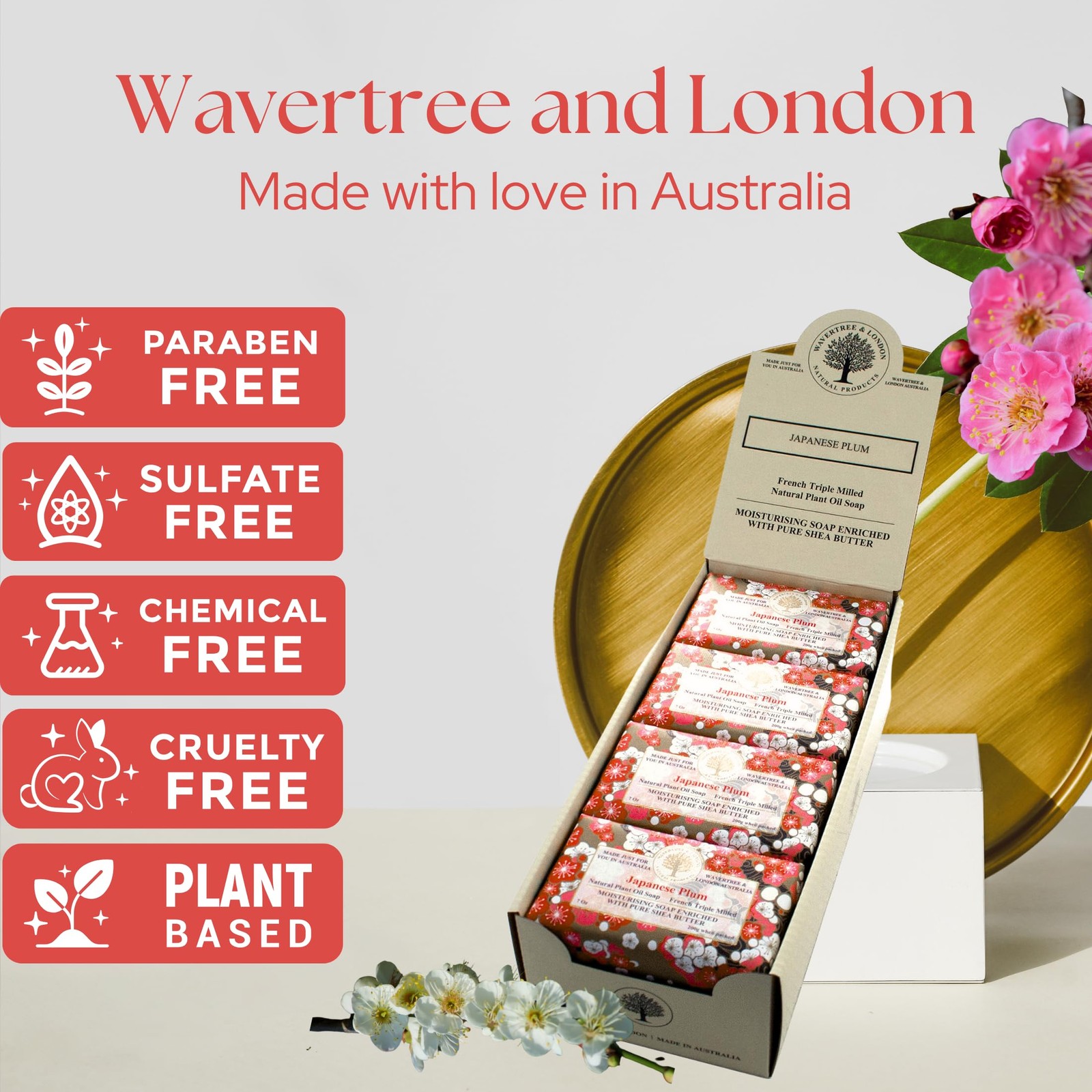 Wavertree and London Japanese Plum Scented Natural Soap (8 Bars), 7oz Moistur…
