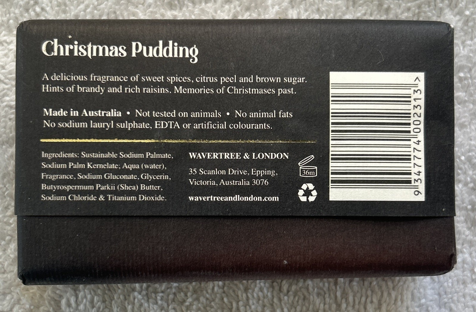 Wavertree & London Soap 200g ( 7 oz ) – Christmas Pudding | Australian Bar Soap