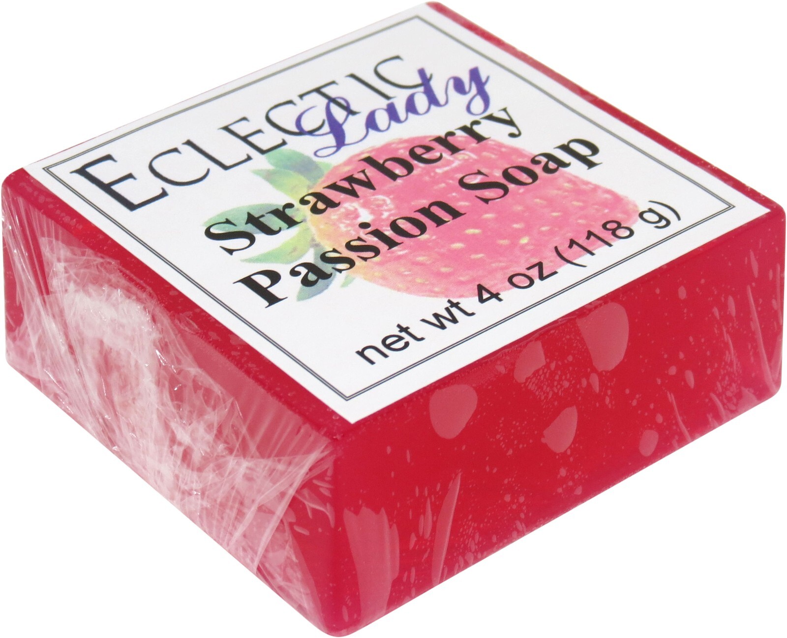 Strawberry Passion Glycerin Soap by Eclectic Lady, 4 oz Bar