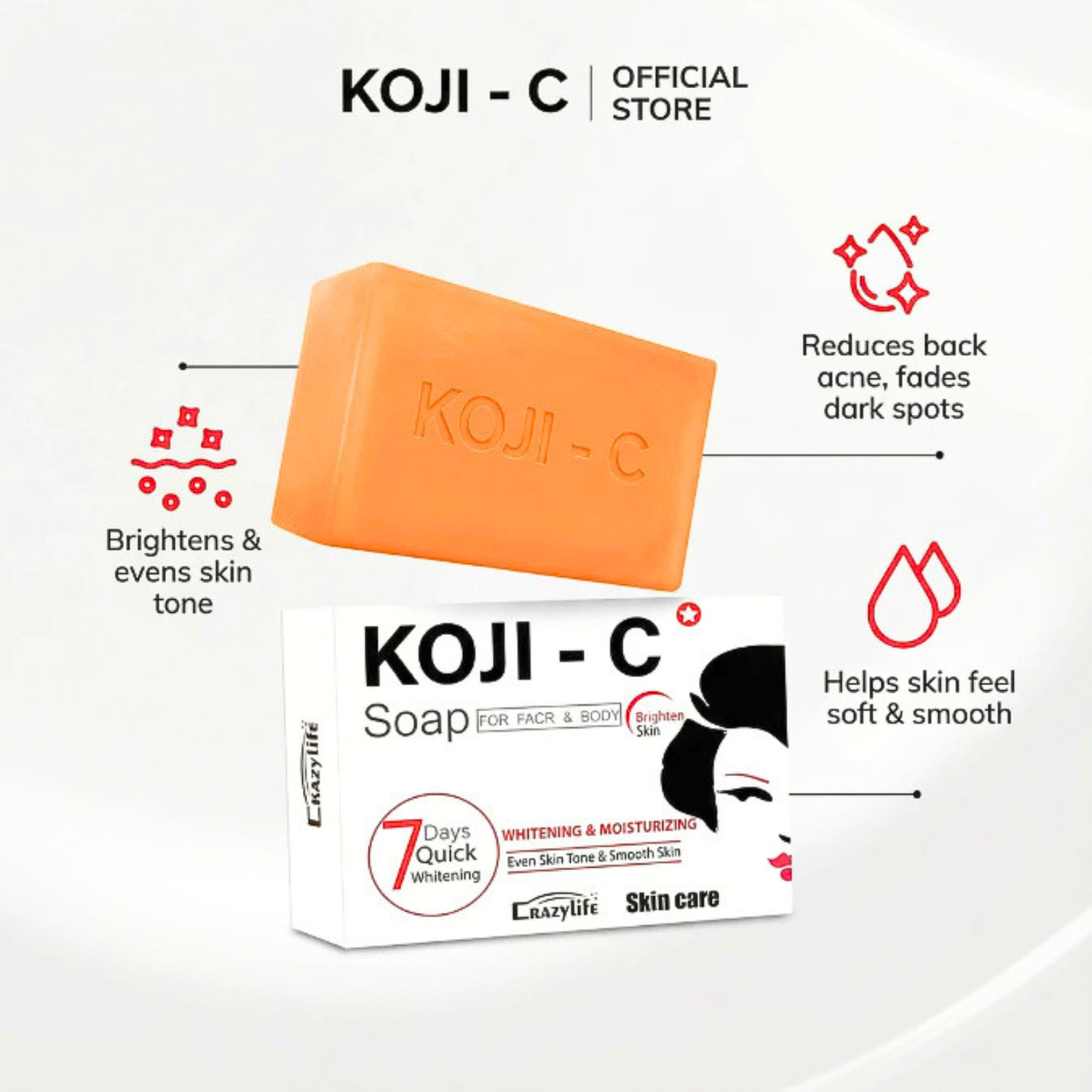 4 Bar x 65g Soap Kojic Acid Soap Skin Lightening Kojic Acid Original