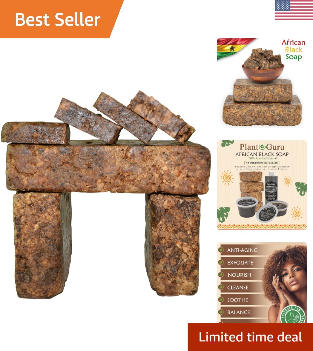 8oz African Black Soap Bar – Exfoliating, Hydrating Cleanser for All Skin Types