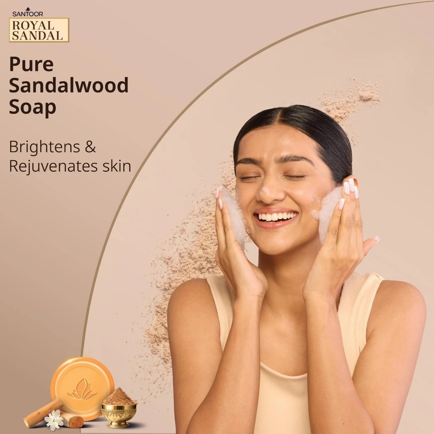 Santoor Royal Sandal Detan Pack 3 Soaps + Free Serum + Free Face Pack v353