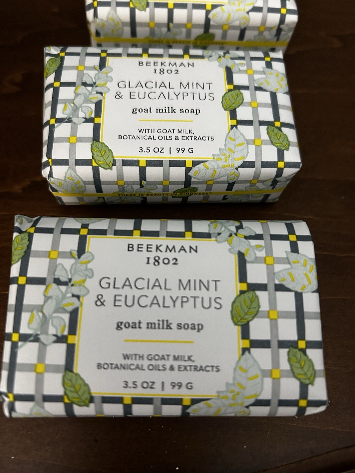 BEEKMAN 1802 GLACIAL MINT & EUCALYPTUS GOAT MILK SOAP -3 Bars (3.5 Oz Each)