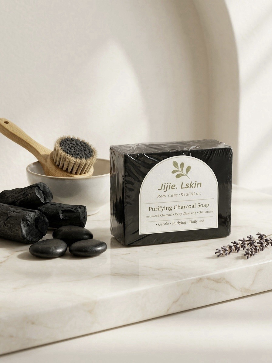 Jijie.Lskin Purifying Charcoal Soap – Acne, Oil Control, Glow, All Skin , 3.5 oz
