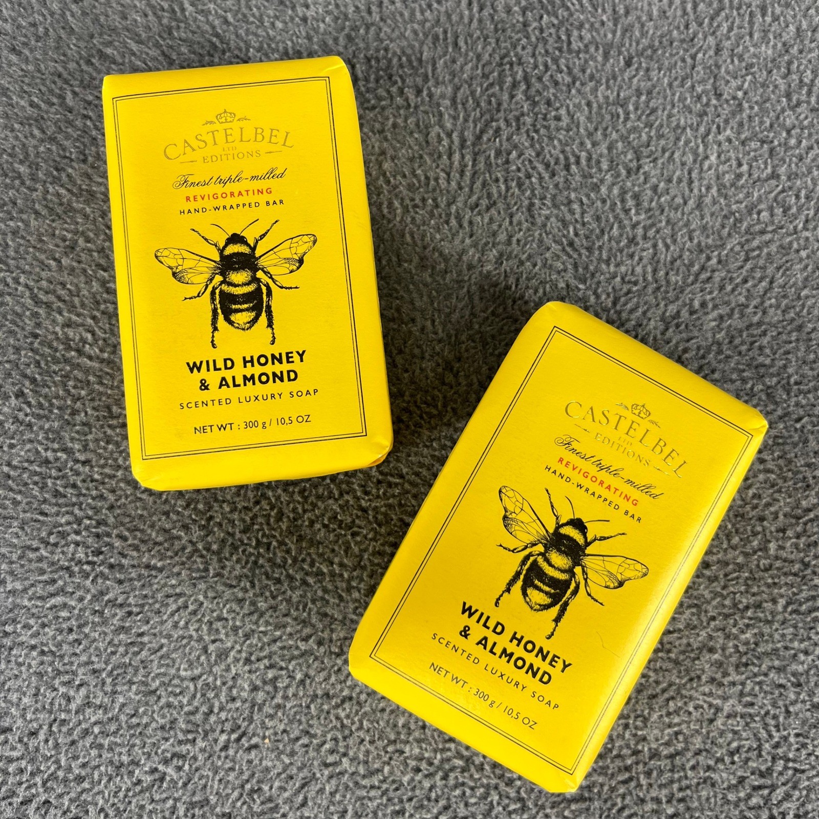 2x Castelbel Soap Yellow Wild Honey & Almond Triple Milled Luxury Bars 10.5 oz