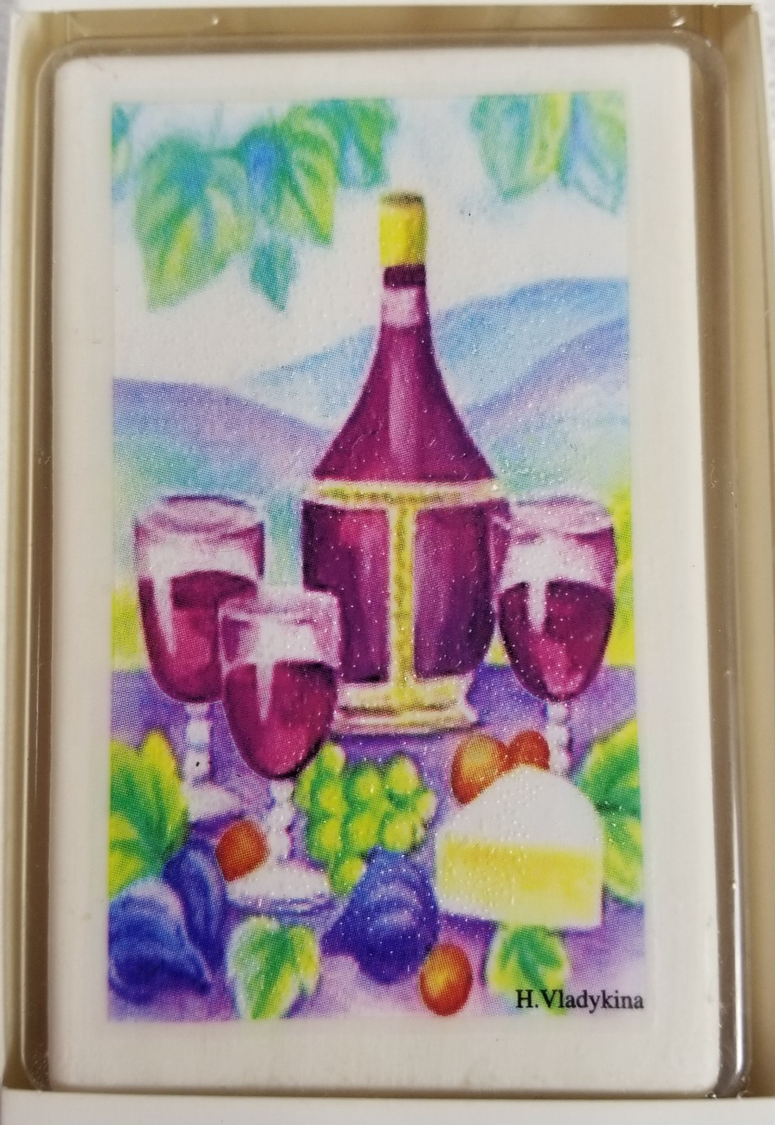 VTG Soap Art Picture Soap Pair Wine & Vineyard 3 oz Design Does Not Wash Off NOS