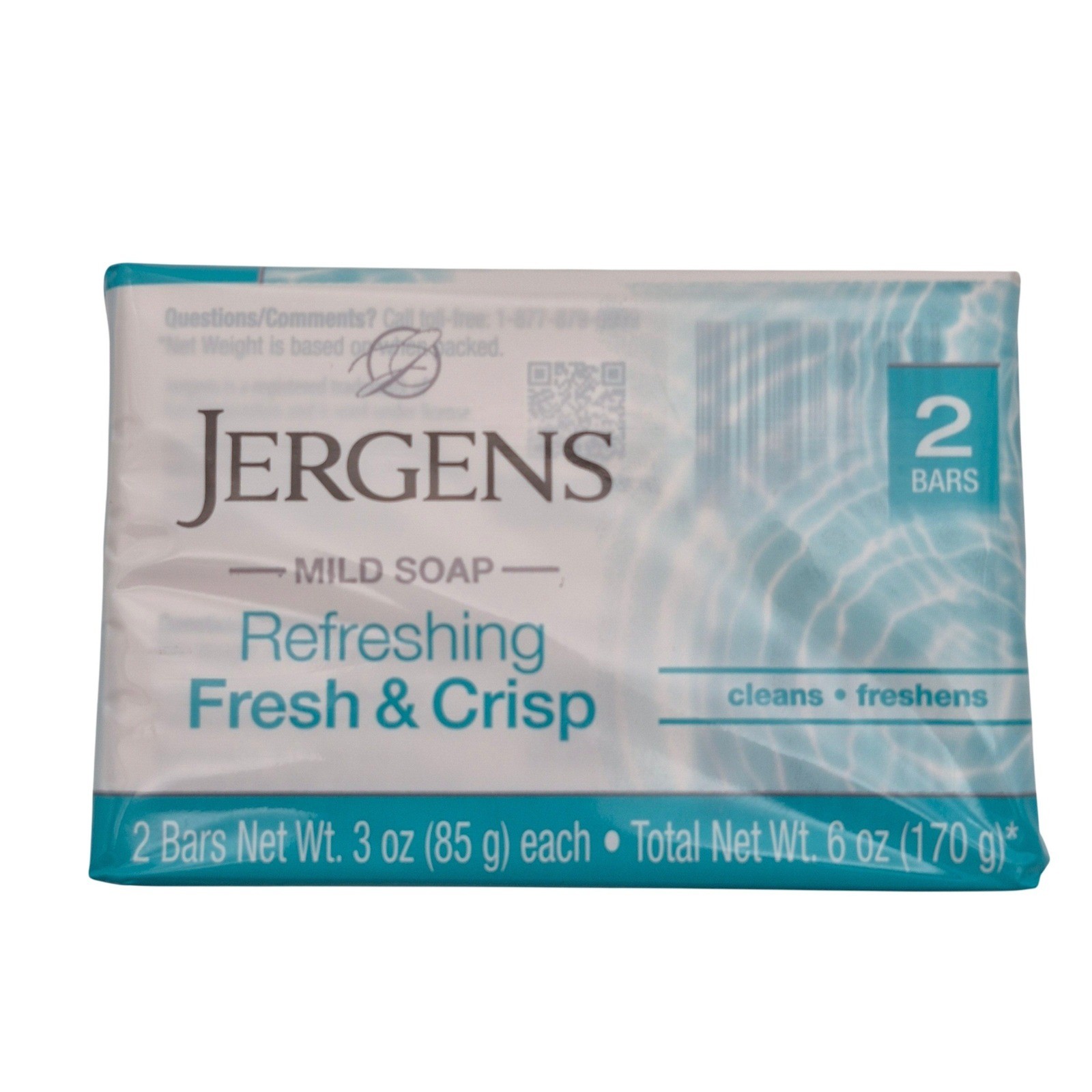 Jergens Refeshing Fresh Crisp (2 Mild Soap Bars) Cleans & Freshens
