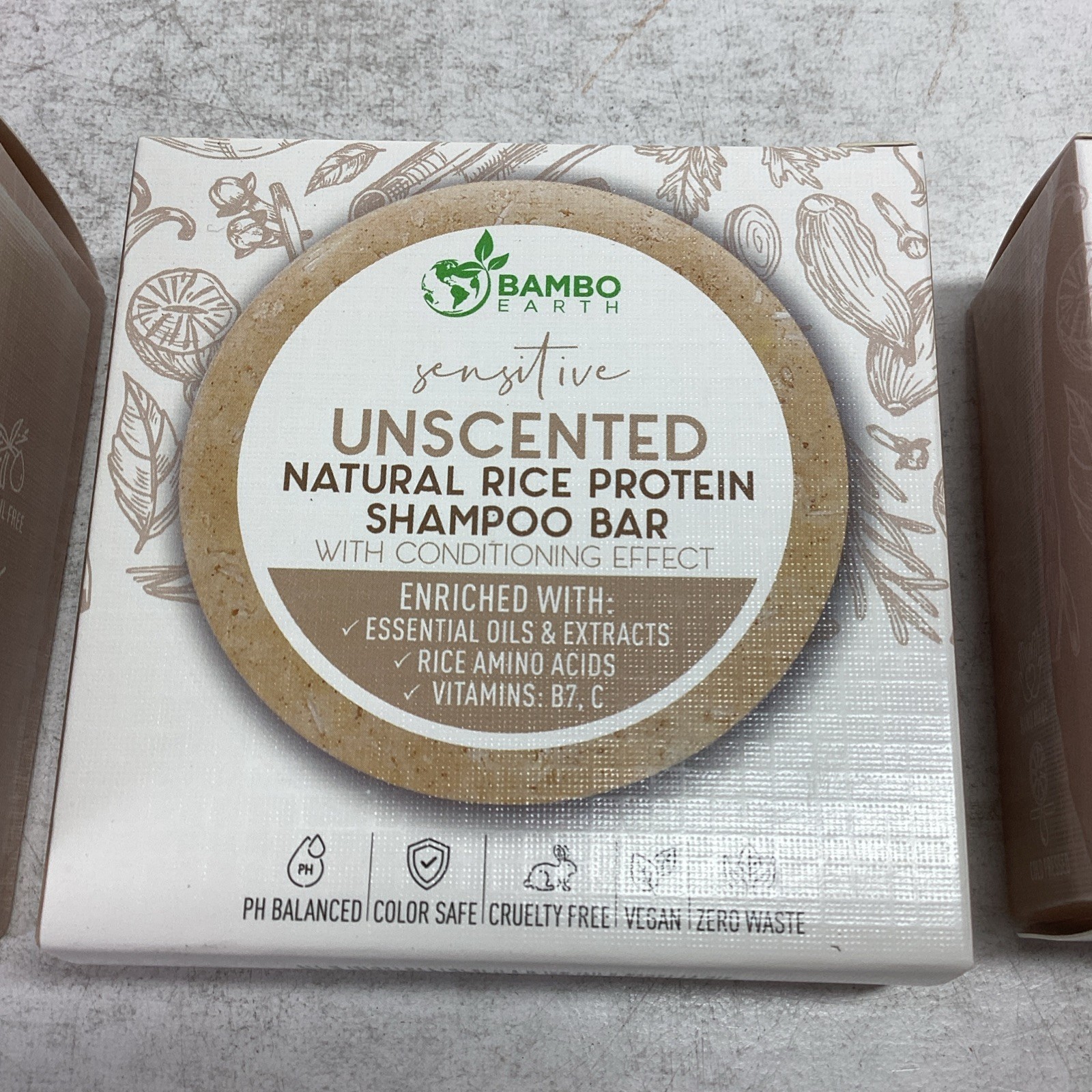 Bambo Earth Beauty Trio Body Wash Bar Shampoo Bar & Conditioner Bar Unscented