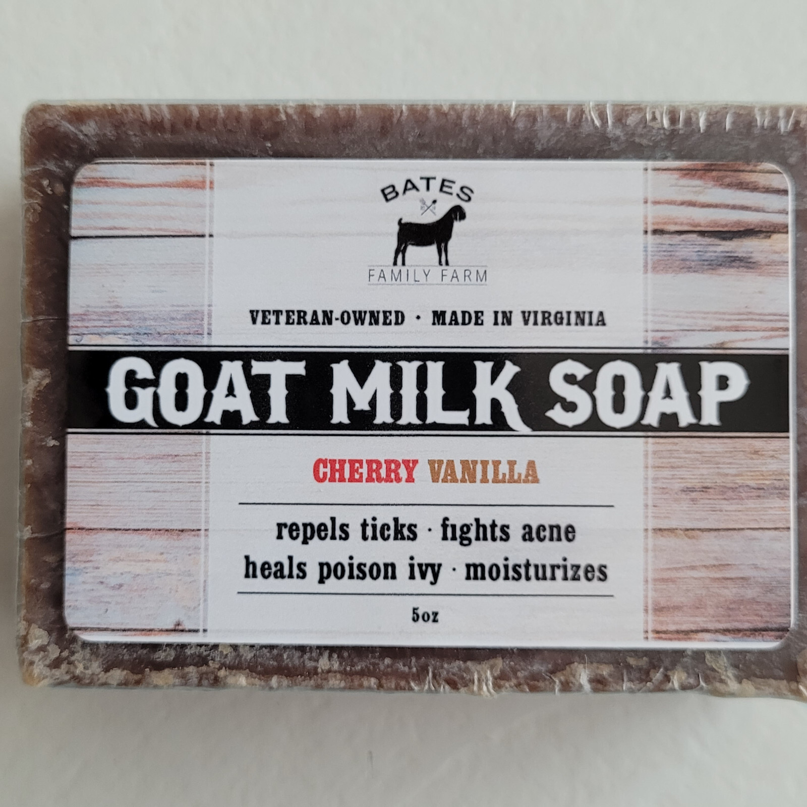 Bates Family Farm Cherry Vanilla Fat and Lye Soap Goat Milk Olive Oil Natural