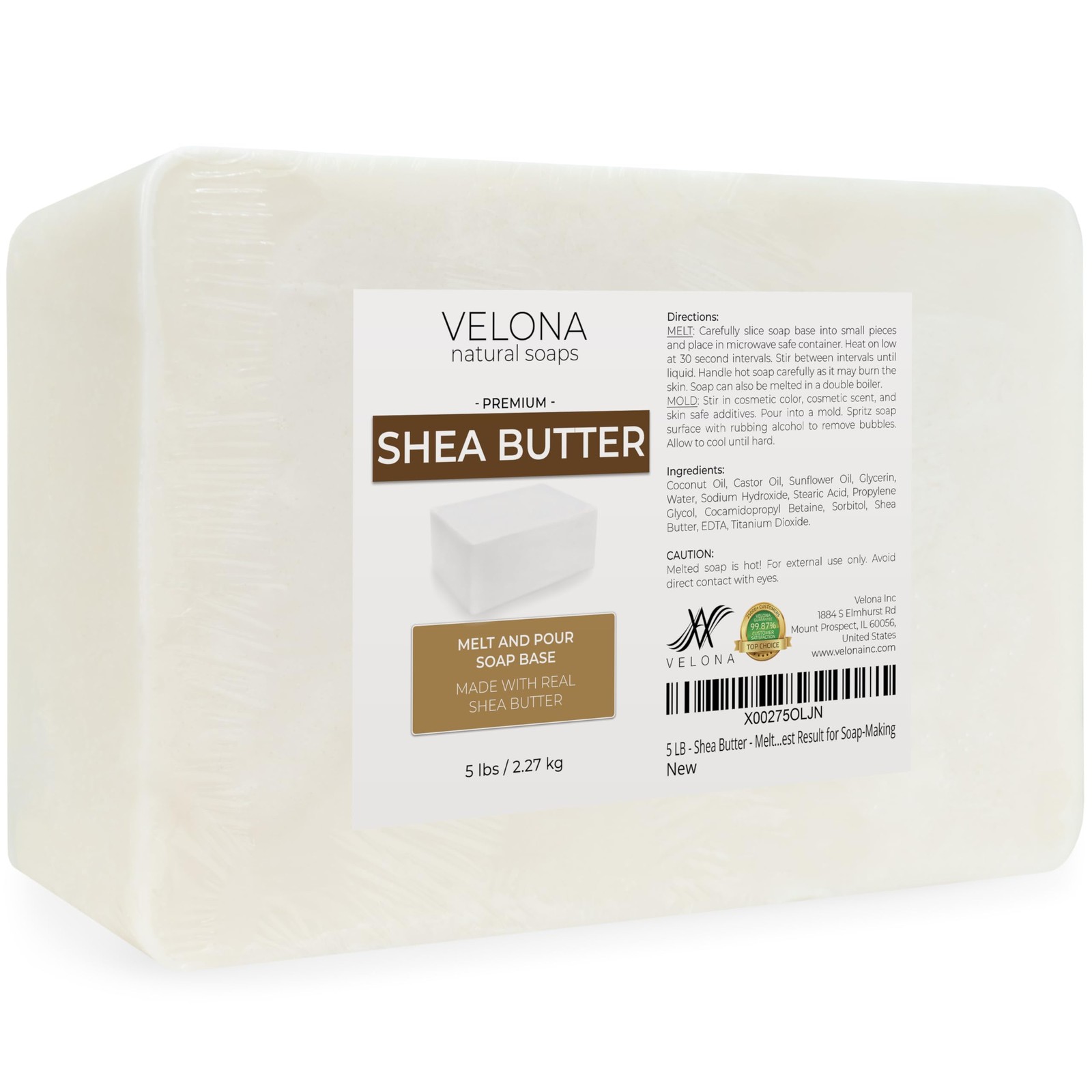 velona 5 LB – Shea Butter – Melt and Pour Soap 80 Ounce (Pack of 1), White