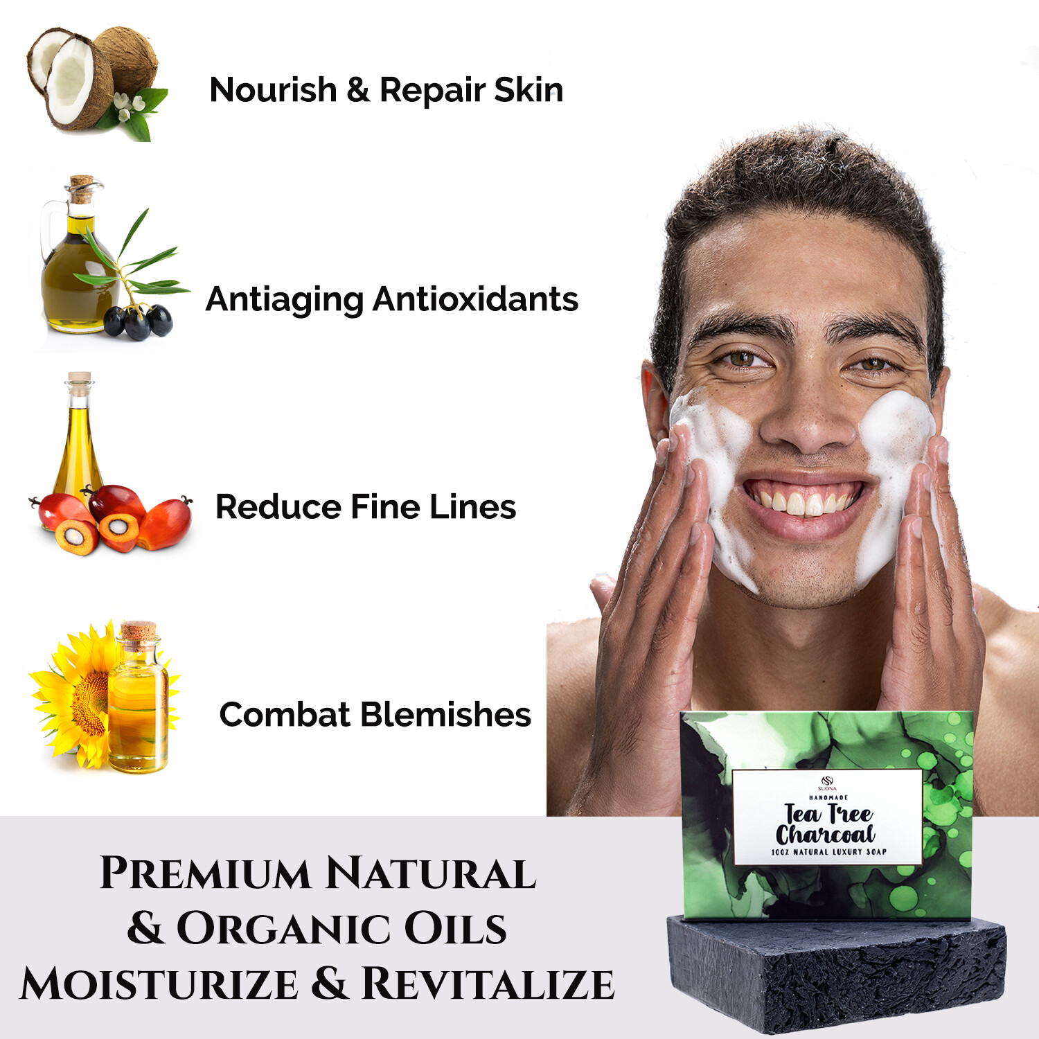 Tea Tree Oil Soap Bar – Antifungal Face & Body Wash. Organic Antibacterial Soap