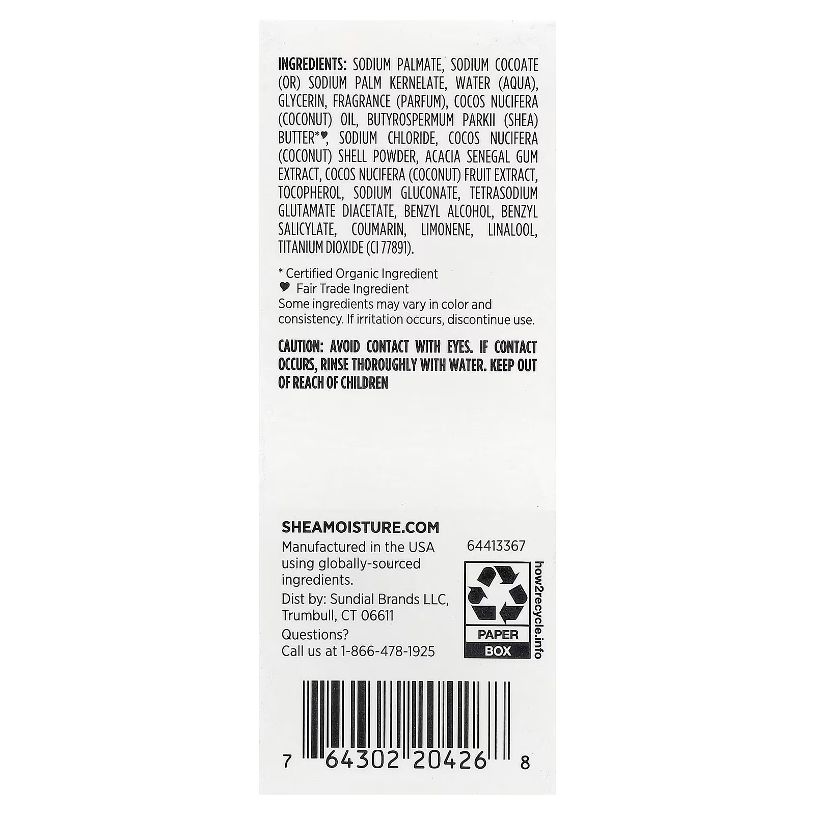 Shea Moisture 100% Virgin Coconut Oil Daily Hydration Bar Soap 8 oz Each (Pack 4
