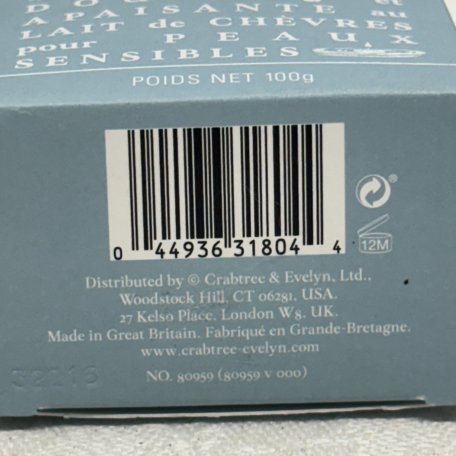 Crabtree & Evelyn Goatmilk Triple Milled Single Bar Soap 3.5 oz