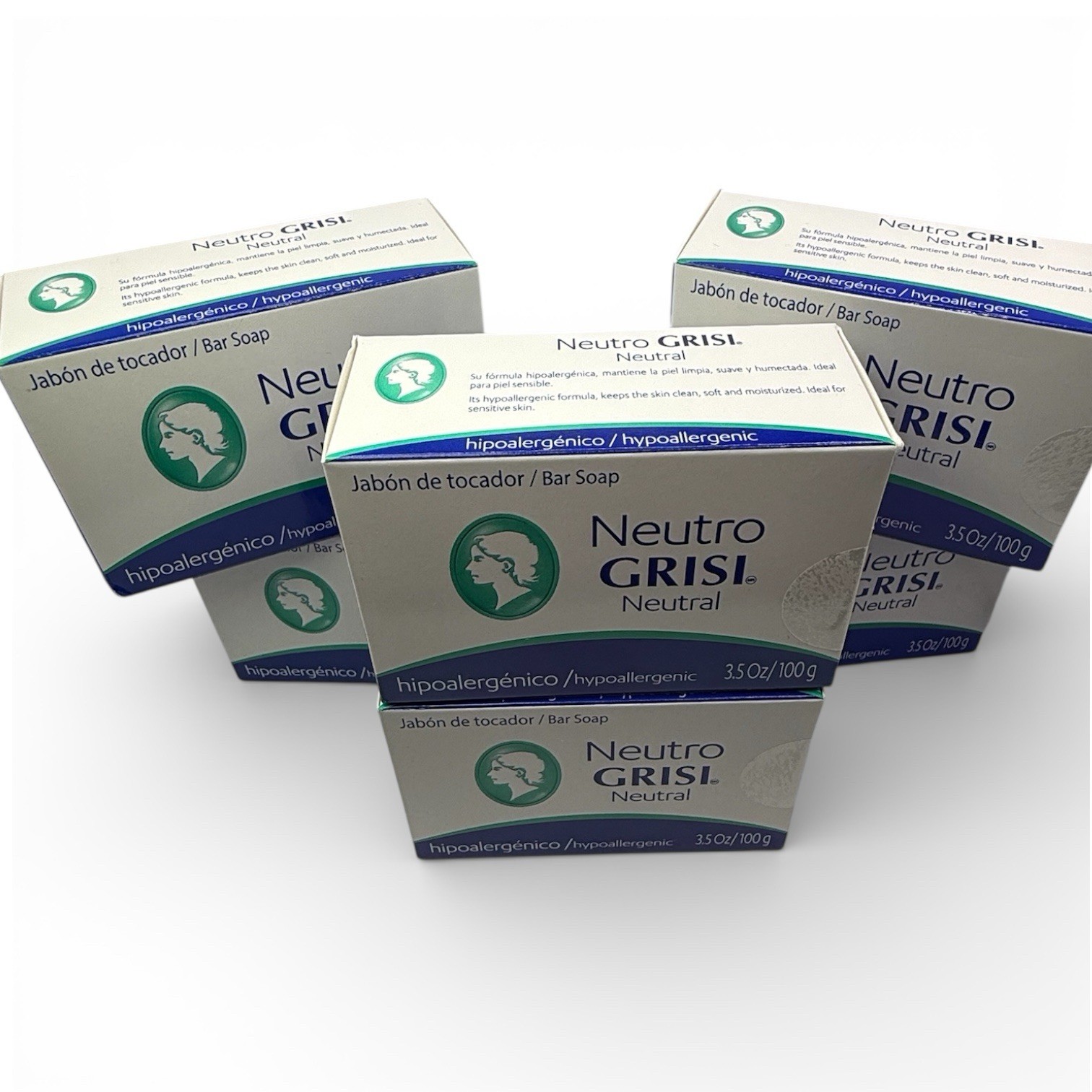 Grisi Neutral Hypoallergenic Soap Bar 3.5 oz Pack of 6 Sensitive Skin Unscented